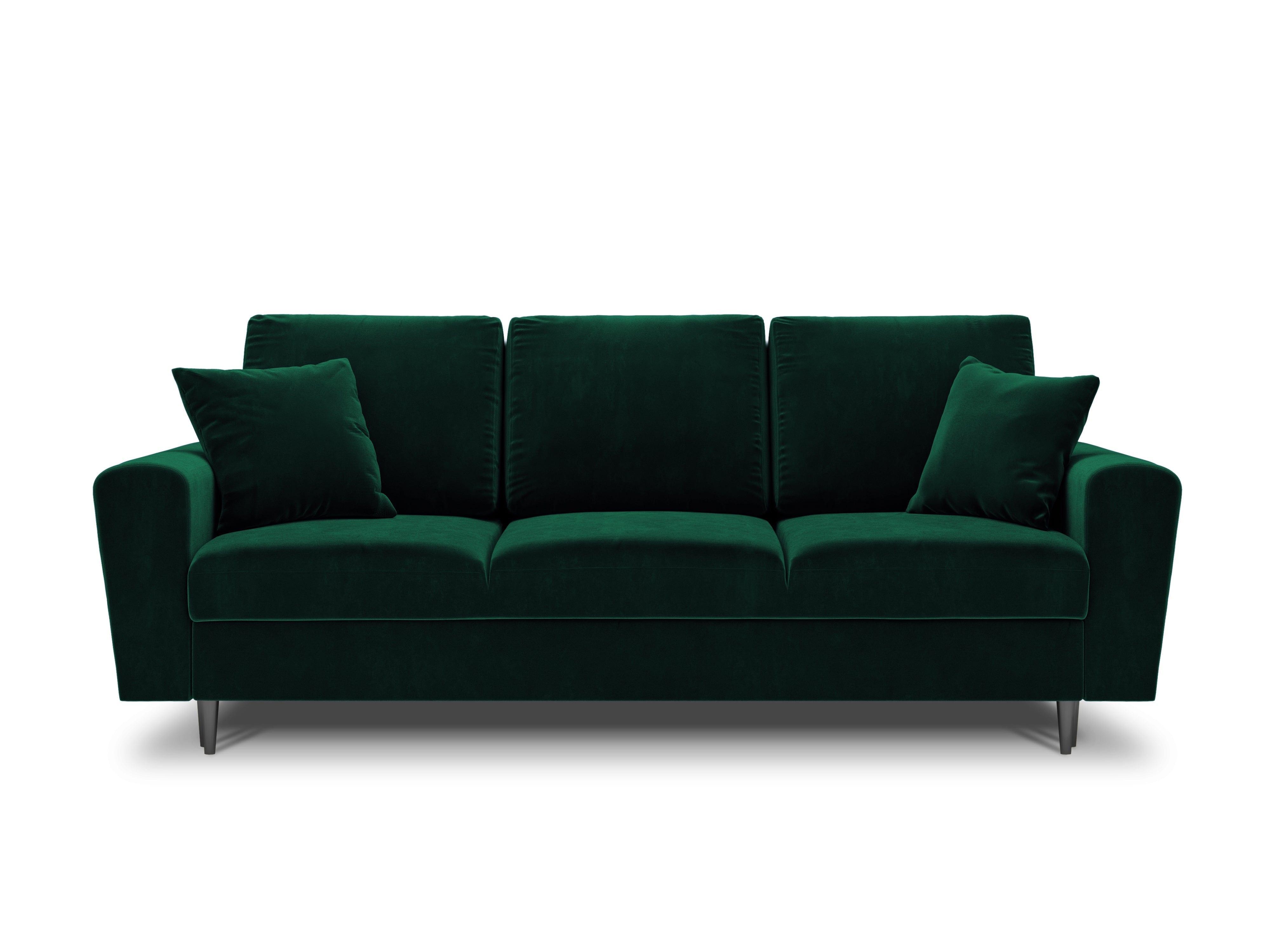 Sofa z funkcją spania KYOTO butelkowa zieleń z czarną podstawą Cosmopolitan Design Eye on Design
