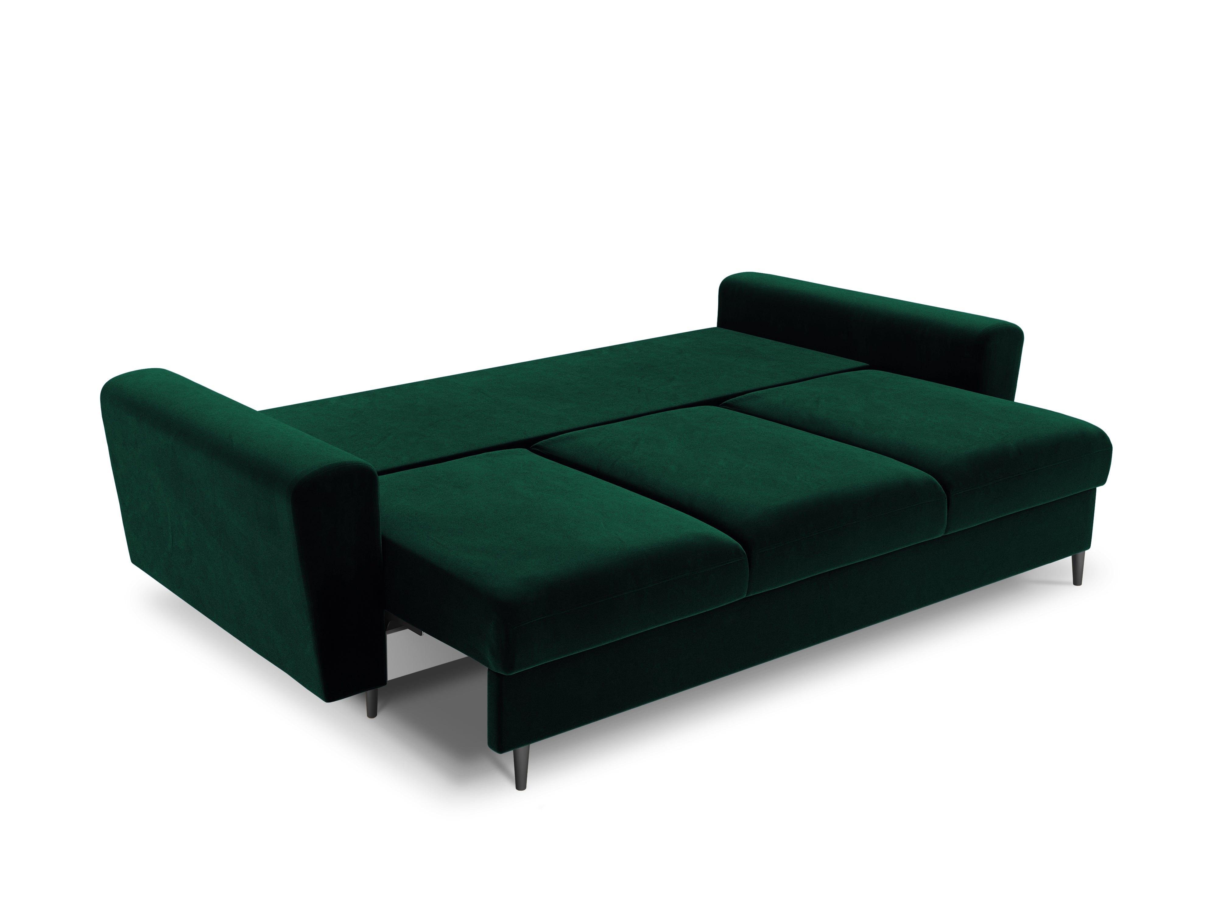 Sofa z funkcją spania KYOTO butelkowa zieleń z czarną podstawą Cosmopolitan Design Eye on Design