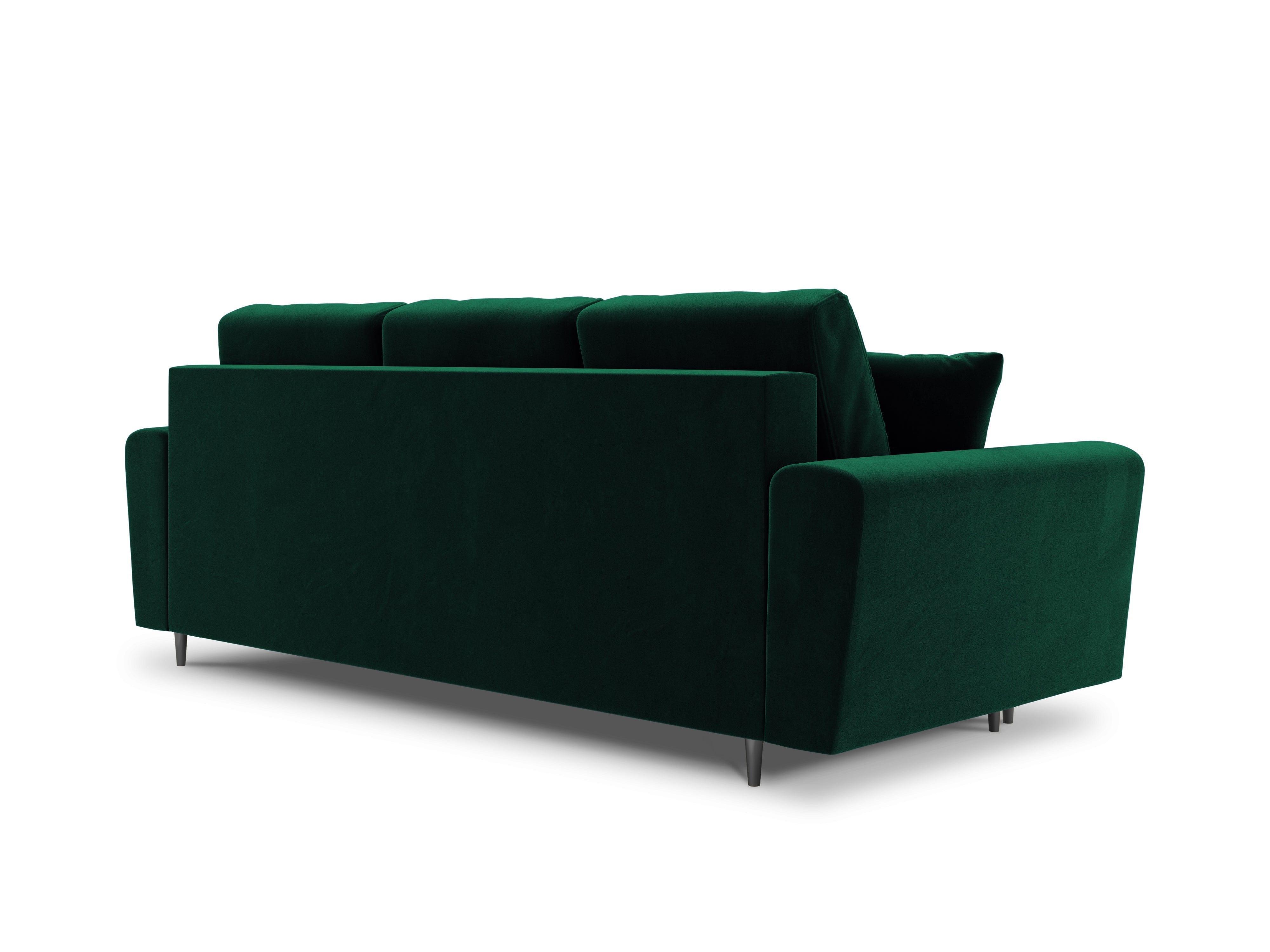 Sofa z funkcją spania KYOTO butelkowa zieleń ze złotą podstawą Cosmopolitan Design Eye on Design