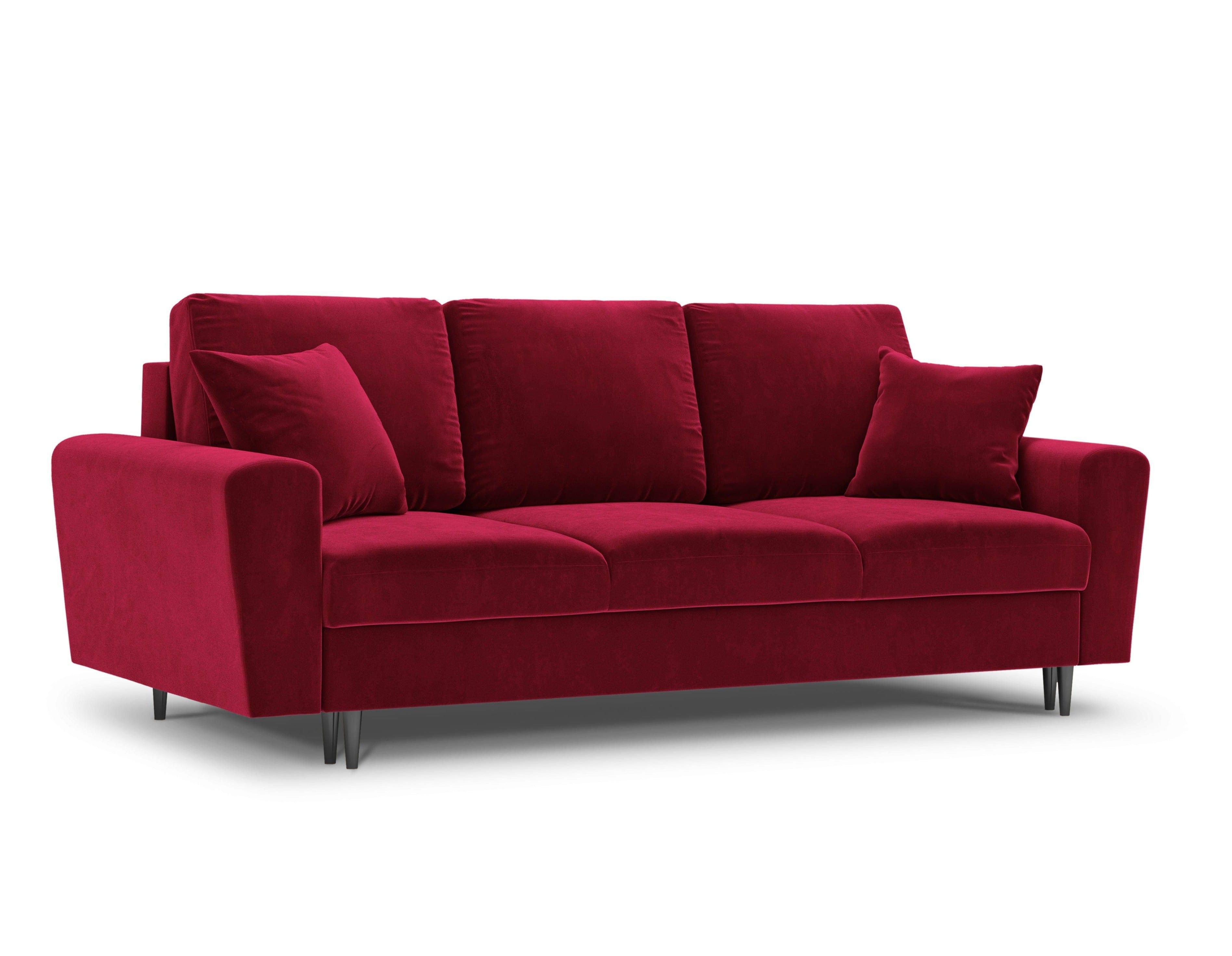 Sofa z funkcją spania KYOTO czerwony z czarną podstawą Cosmopolitan Design Eye on Design