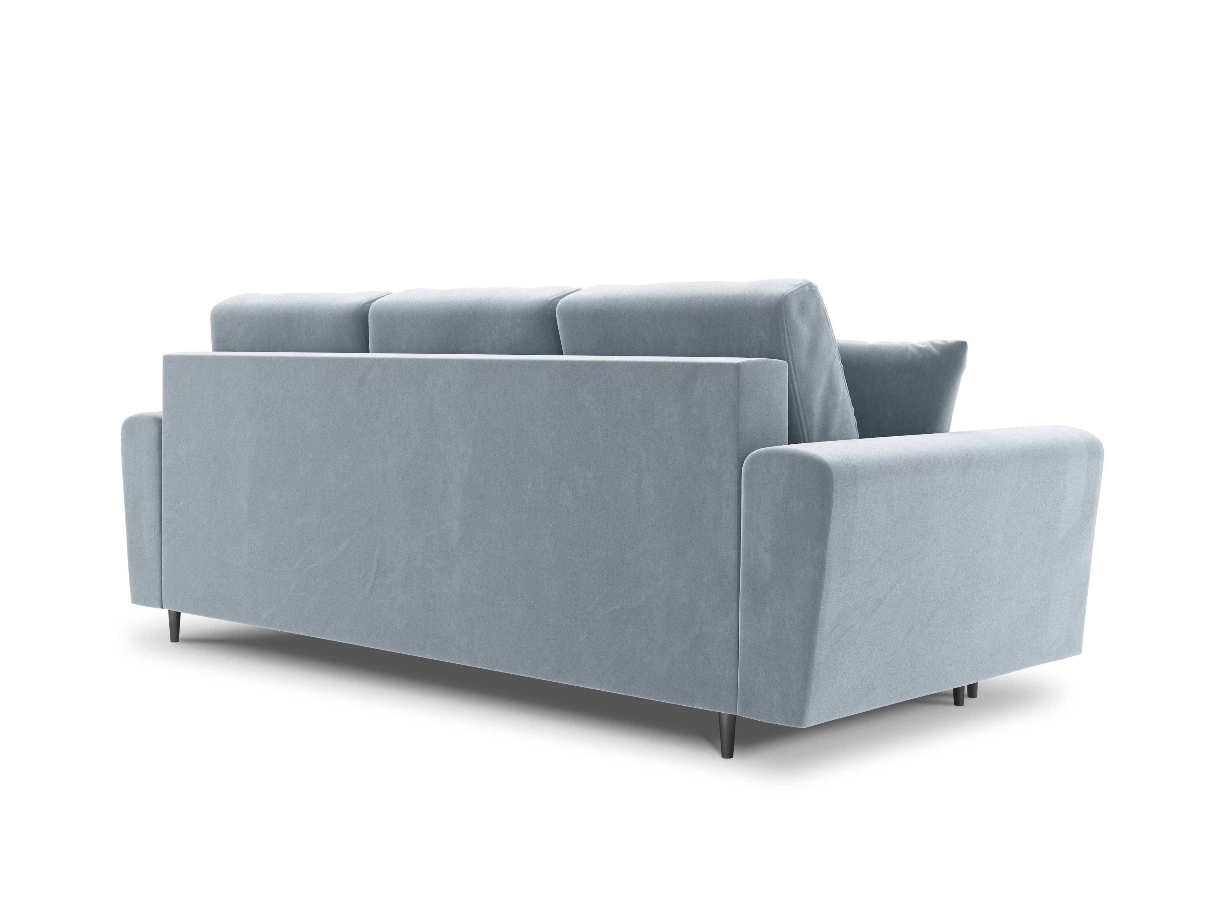 Sofa z funkcją spania KYOTO jasnoniebieski ze złotą podstawą Cosmopolitan Design Eye on Design