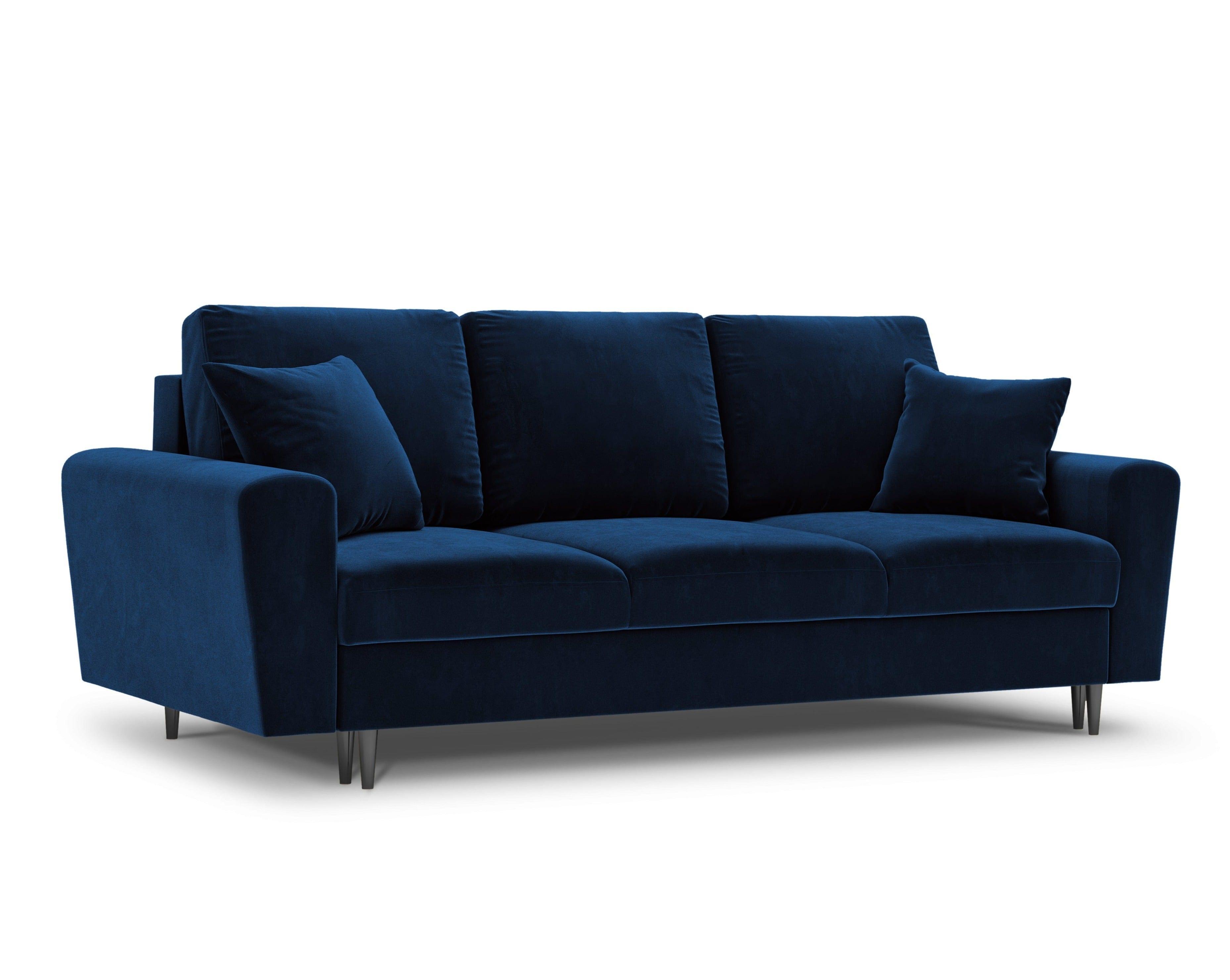 Sofa z funkcją spania KYOTO niebieski z czarną podstawą Cosmopolitan Design Eye on Design
