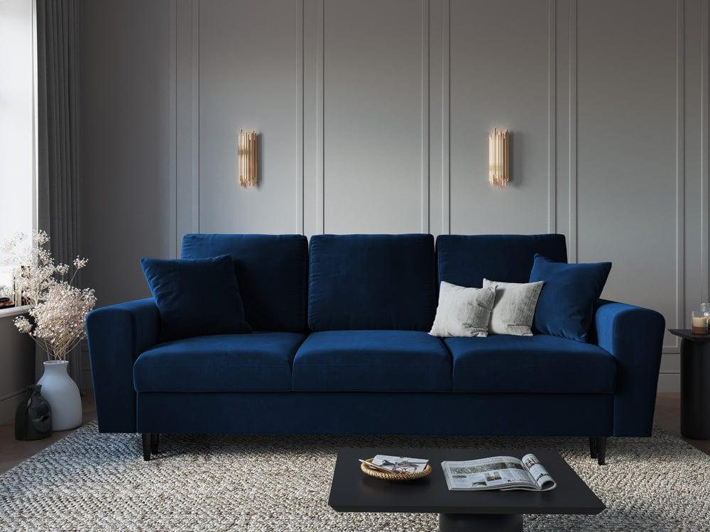 Sofa z funkcją spania KYOTO niebieski z czarną podstawą Cosmopolitan Design Eye on Design