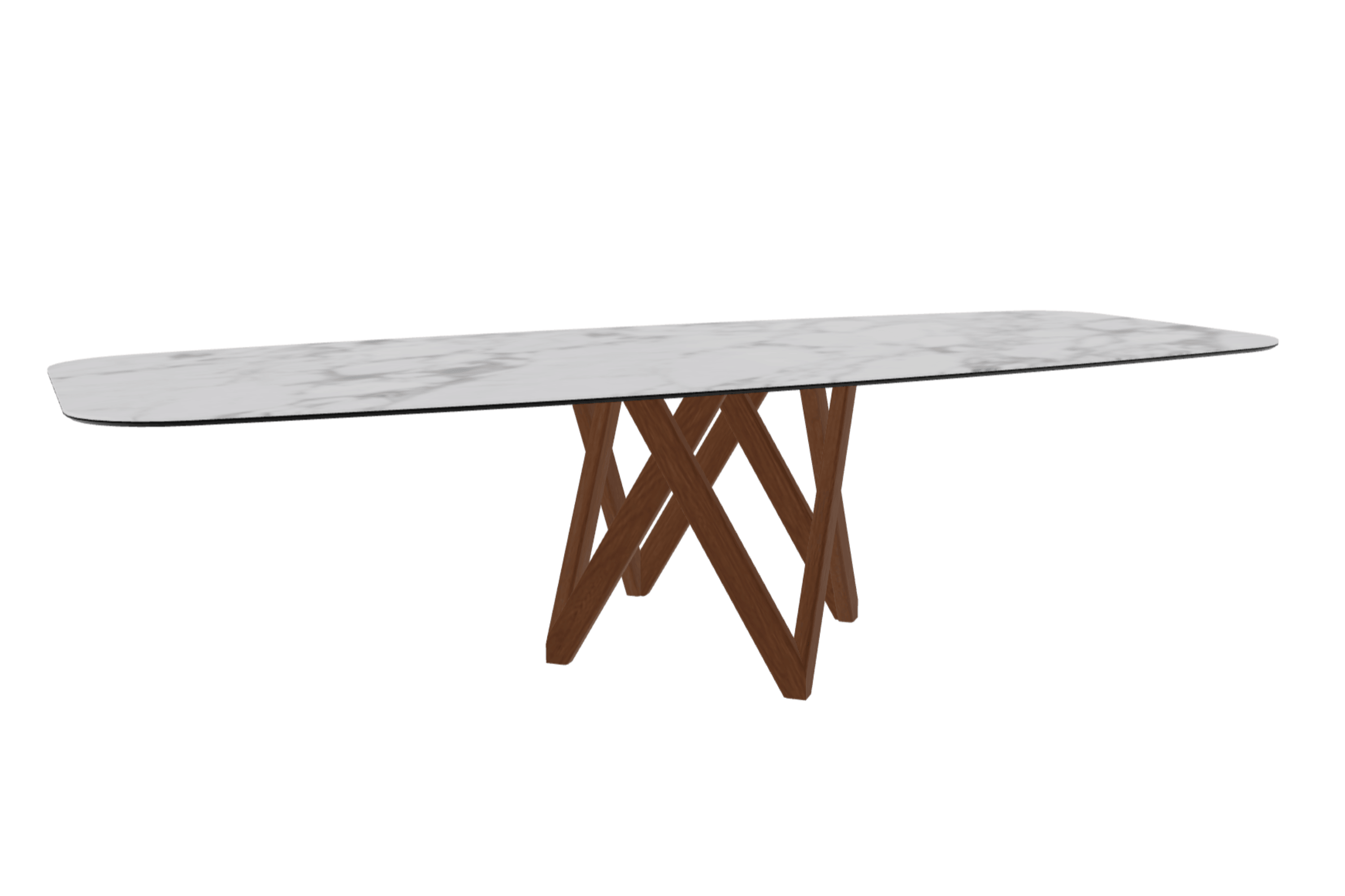 Stół CARTESIO biały marmur z drewnianą podstawą Calligaris 300 cm orzechowy Eye on Design