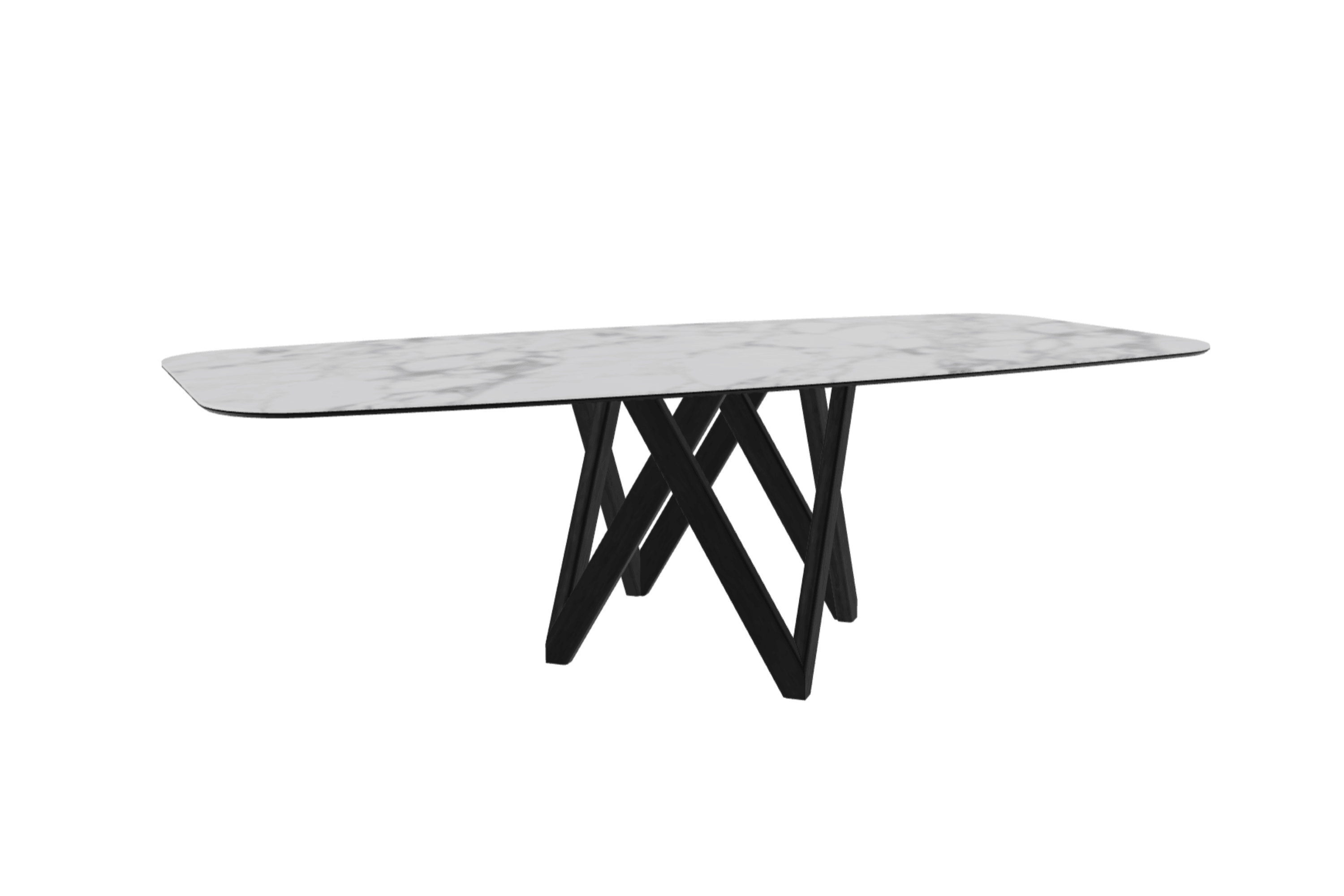 Stół CARTESIO biały marmur z drewnianą podstawą Calligaris 250 cm matowa czerń Eye on Design