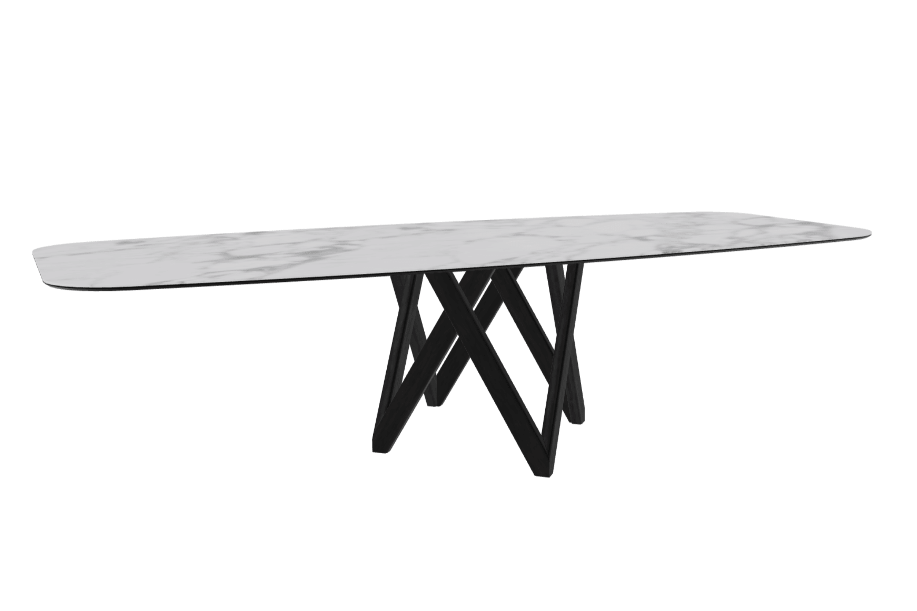 Stół CARTESIO biały marmur z drewnianą podstawą Calligaris 300 cm matowa czerń Eye on Design
