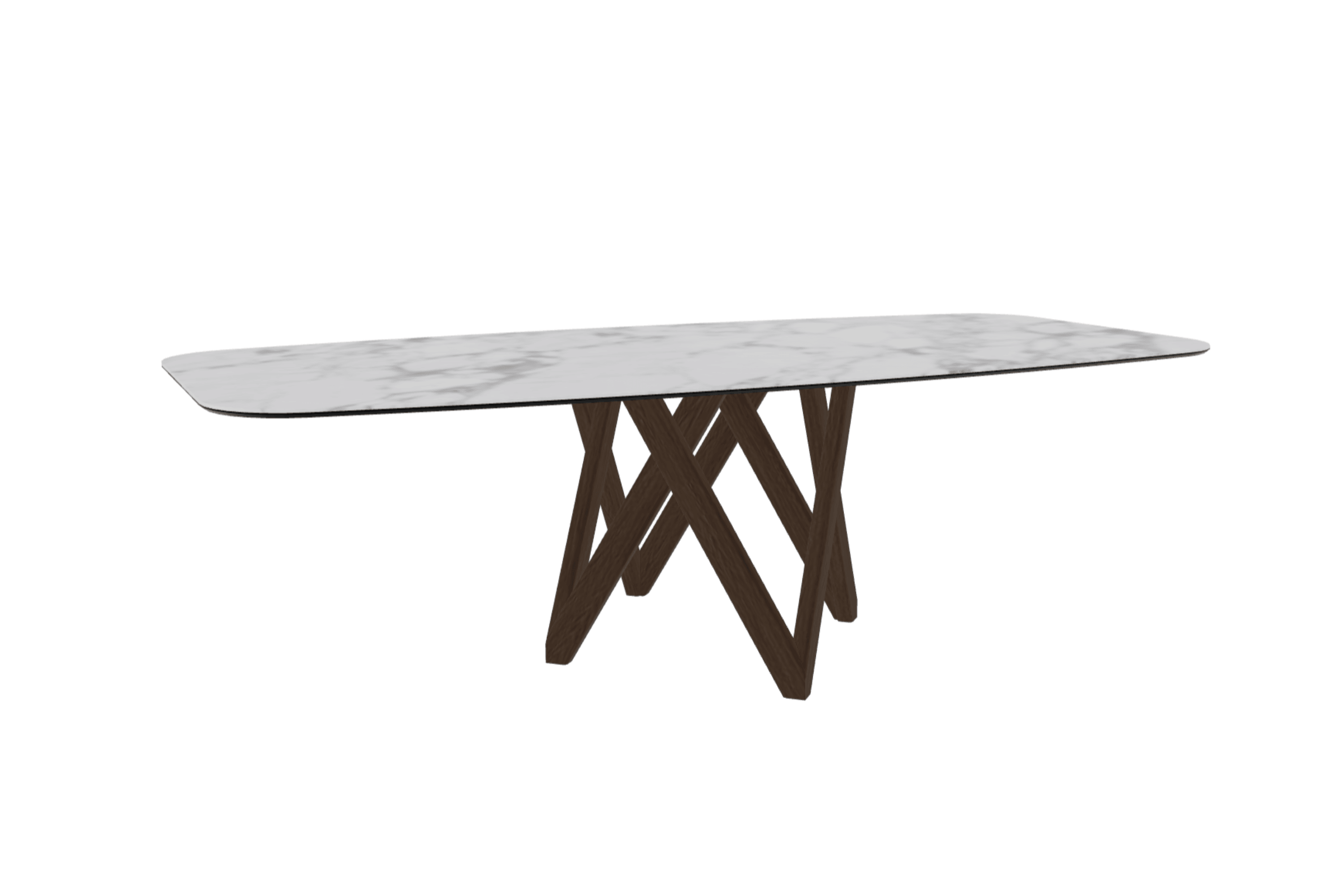 Stół CARTESIO biały marmur z drewnianą podstawą Calligaris 250 cm ciemnobrązowy Eye on Design