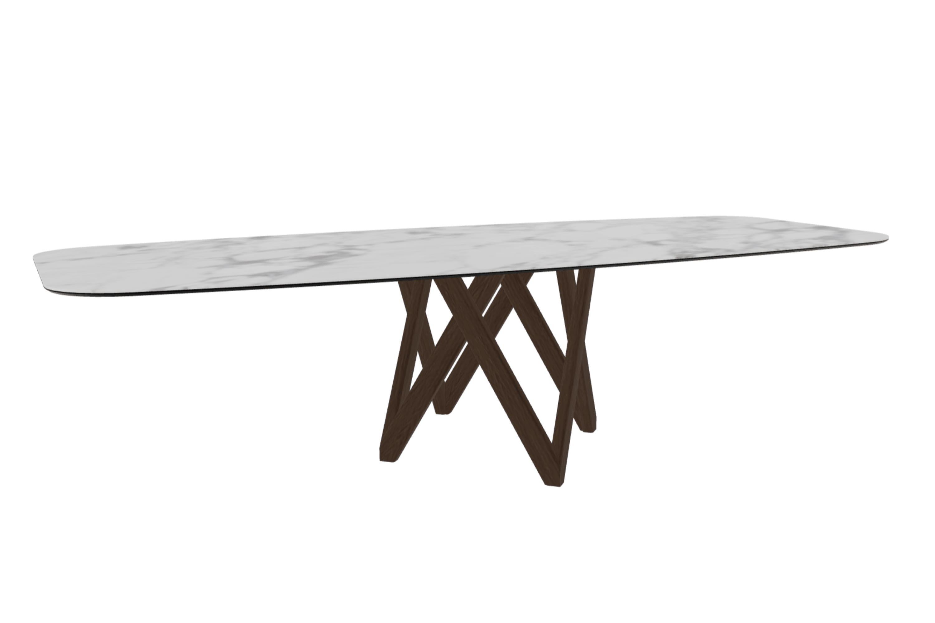 Stół CARTESIO biały marmur z drewnianą podstawą Calligaris 300 cm ciemnobrązowy Eye on Design