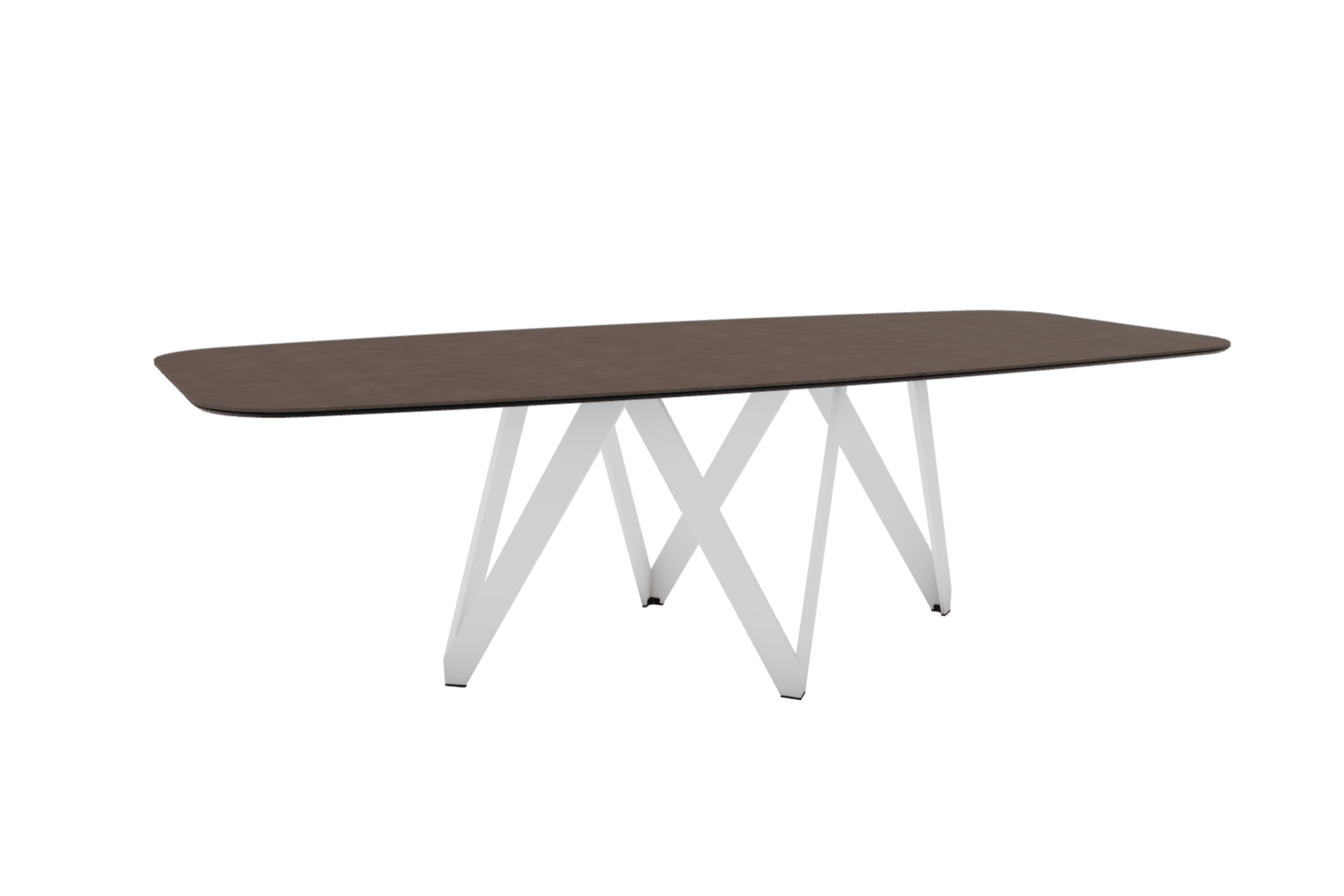 Stół CARTESIO brązowa ceramika z metalową podstawą Calligaris 250 cm matowa biel Eye on Design