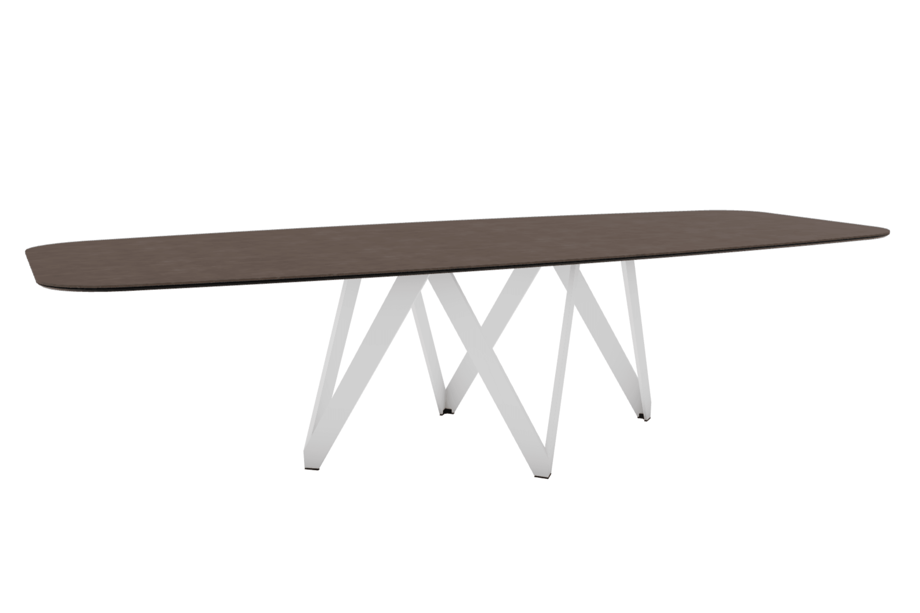Stół CARTESIO brązowa ceramika z metalową podstawą Calligaris 300 cm matowa biel Eye on Design