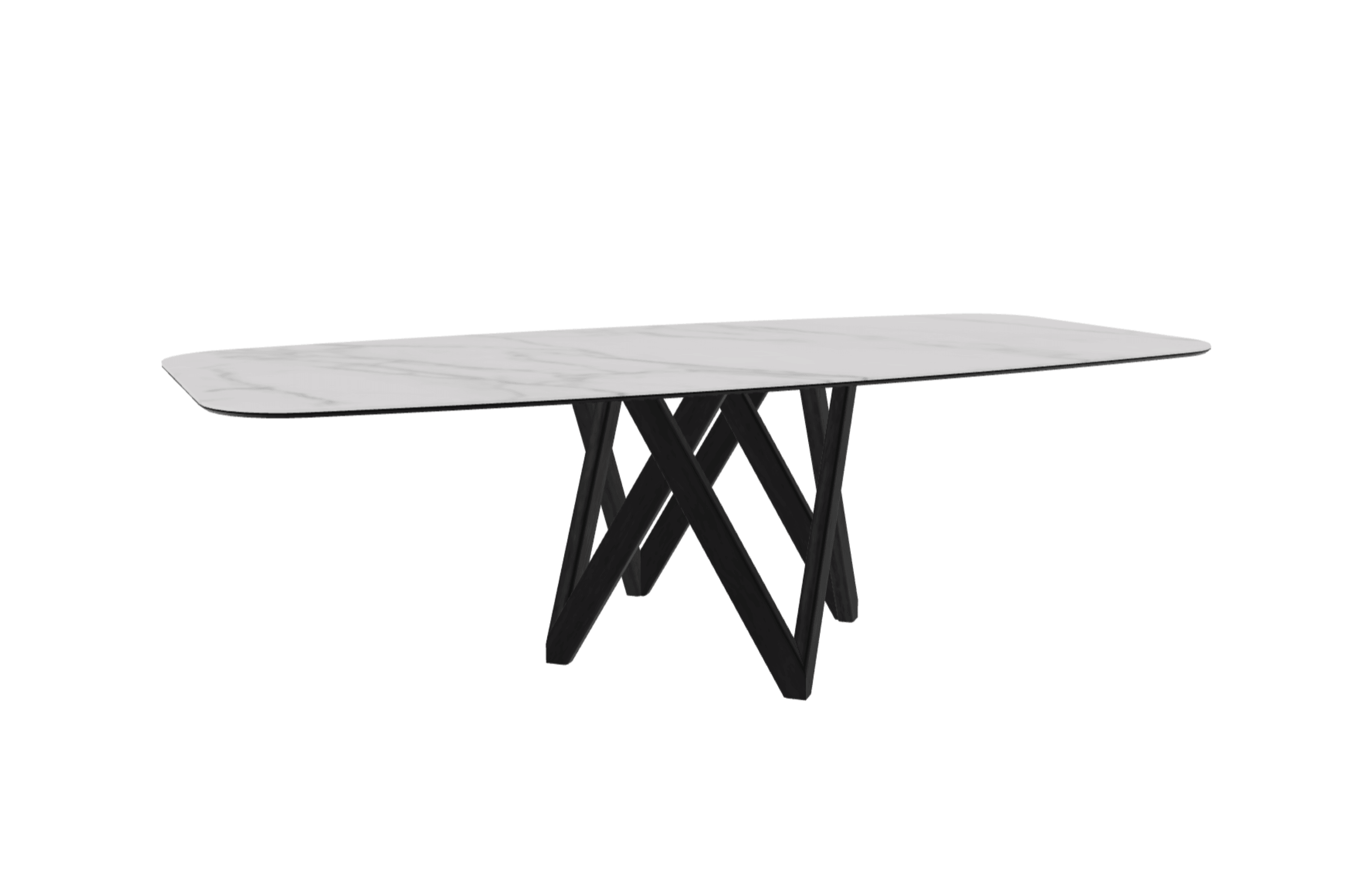 Stół CARTESIO kremowy marmur z drewnianą podstawą Calligaris 250 cm matowa czerń Eye on Design