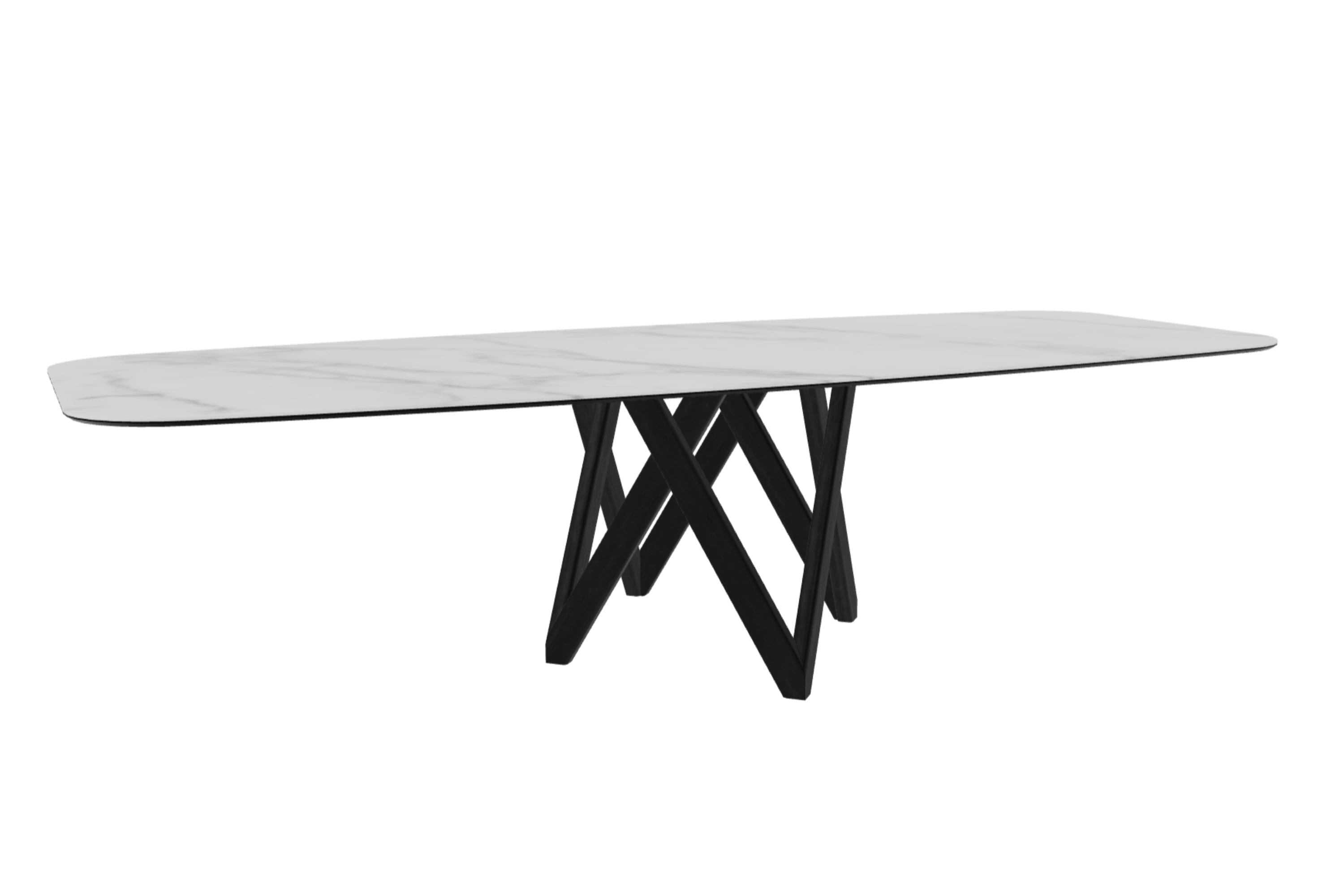 Stół CARTESIO kremowy marmur z drewnianą podstawą Calligaris 300 cm matowa czerń Eye on Design