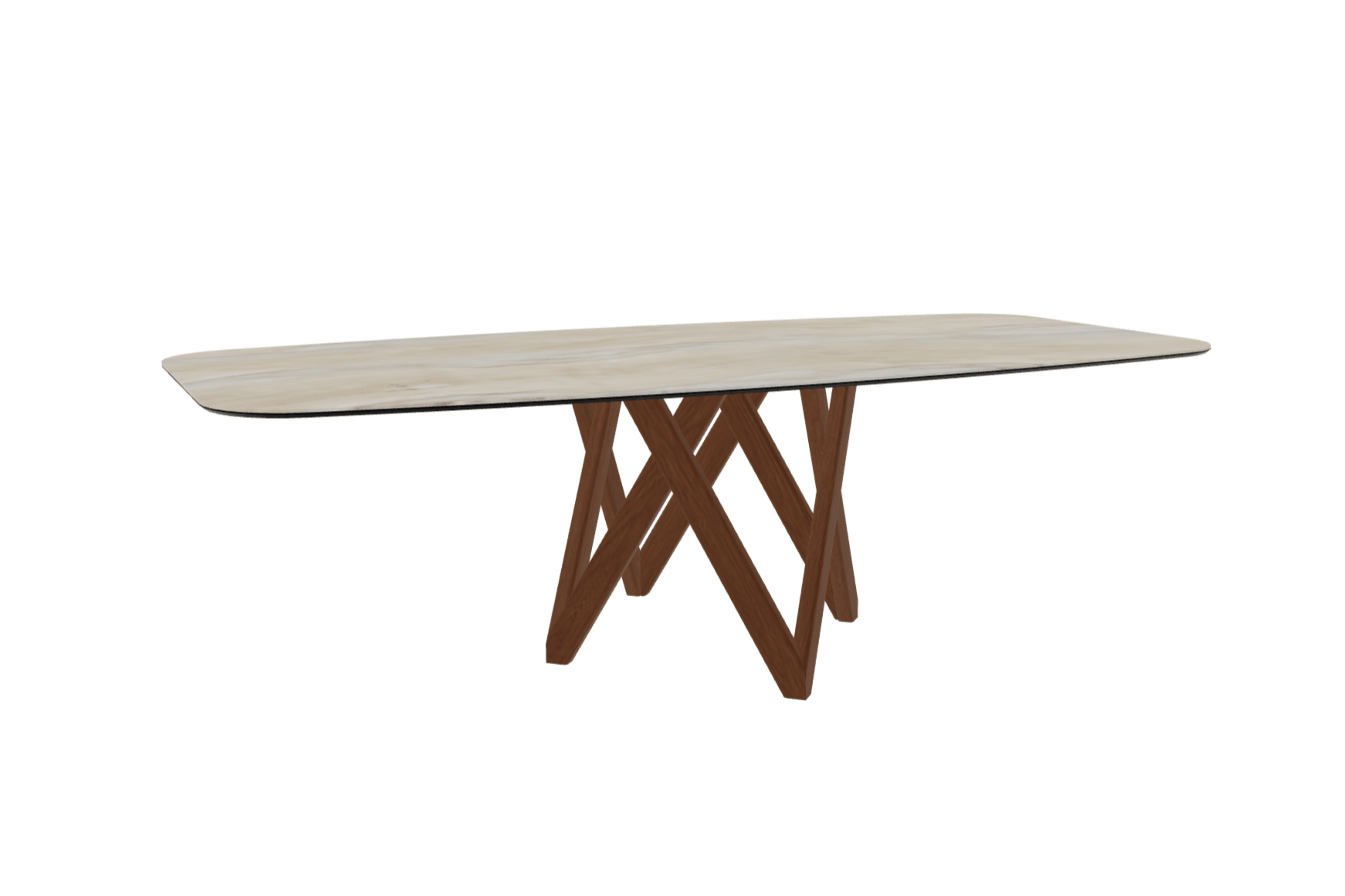 Stół CARTESIO piaskowy marmur z drewnianą podstawą Calligaris 250 cm orzechowy Eye on Design