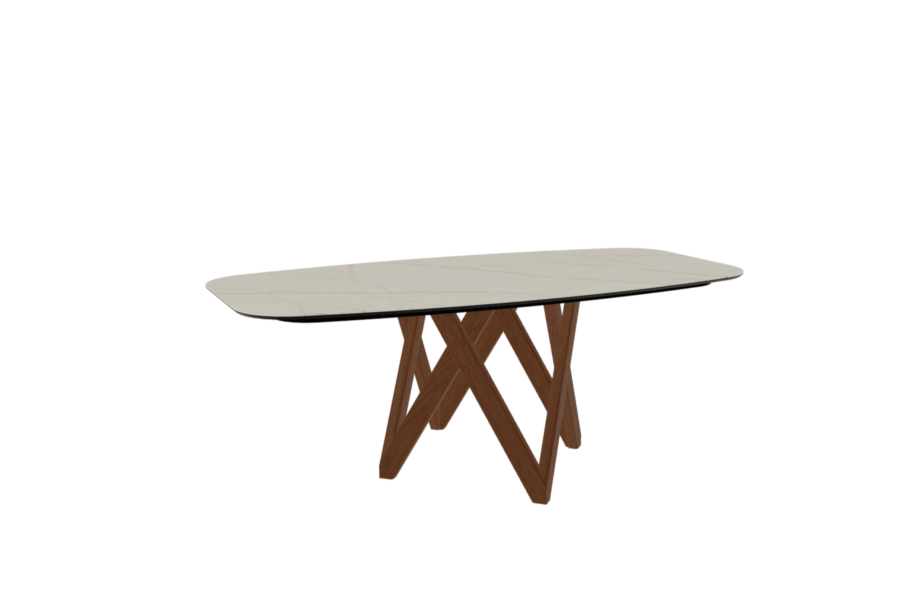 Stół CARTESIO złoty marmur z drewnianą podstawą Calligaris 200 cm orzechowy Eye on Design