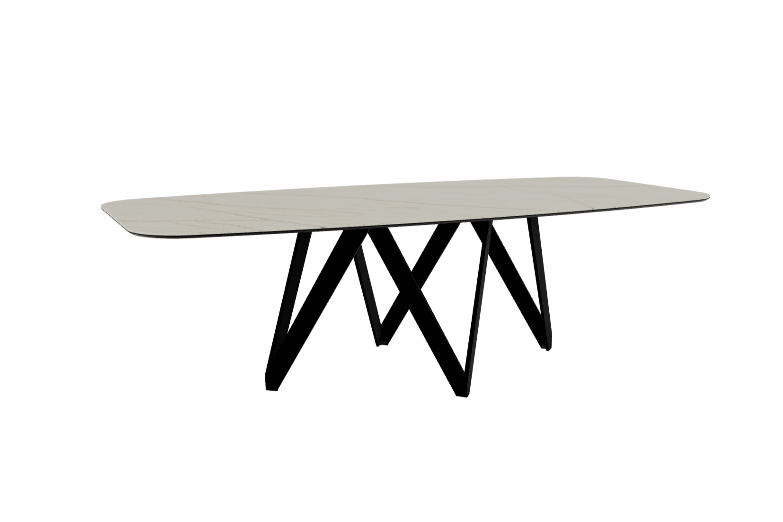 Stół CARTESIO złoty marmur z metalową podstawą Calligaris 250 cm matowa czerń Eye on Design