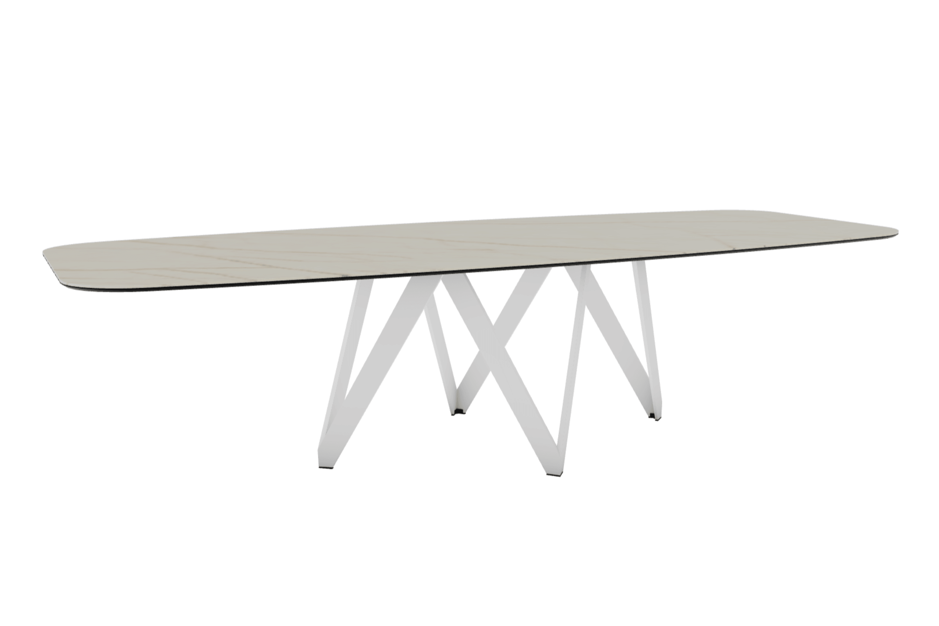 Stół CARTESIO złoty marmur z metalową podstawą Calligaris 300 cm matowa biel Eye on Design