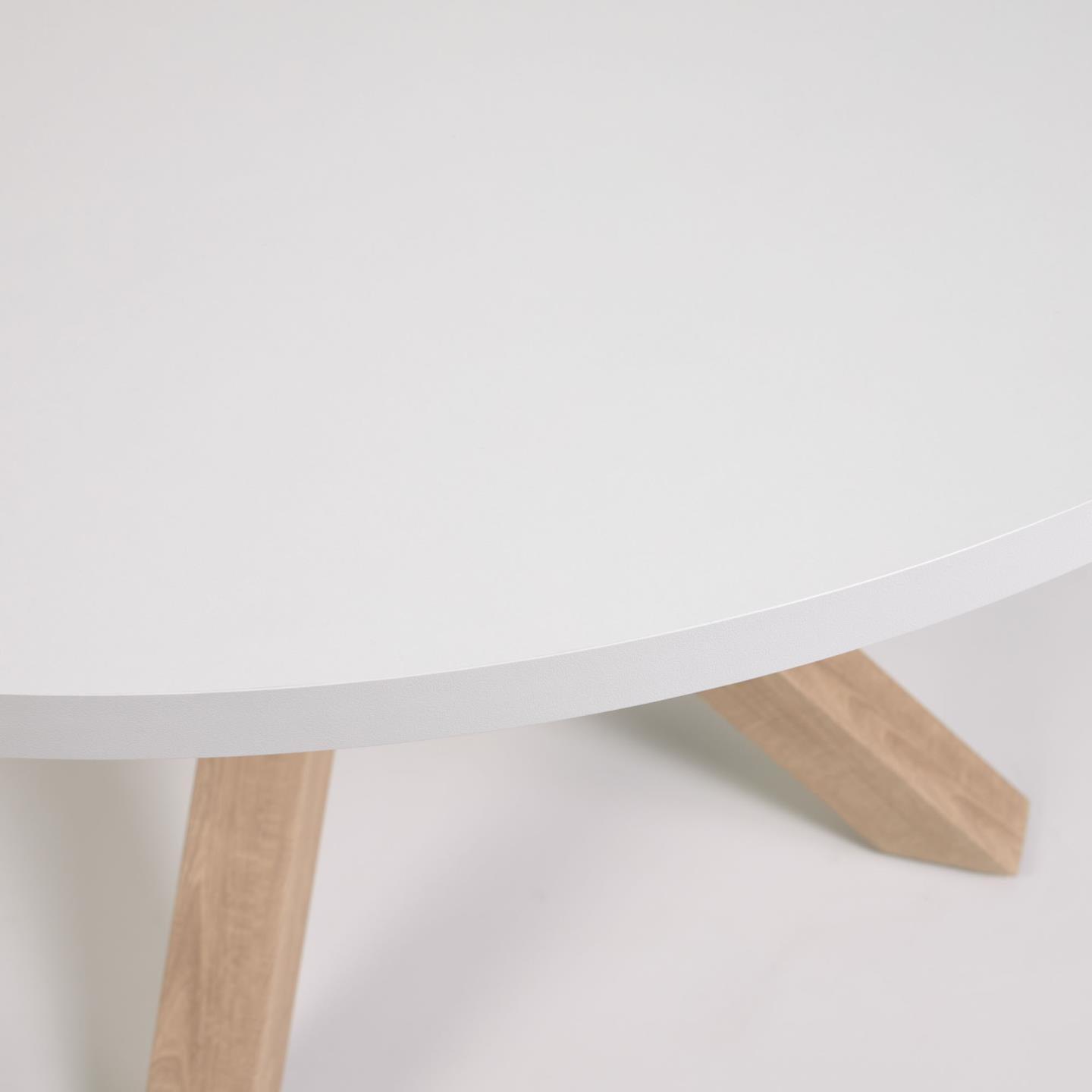 Stół okrągły ARGO biały z drewnianą podstawą La Forma Eye on Design