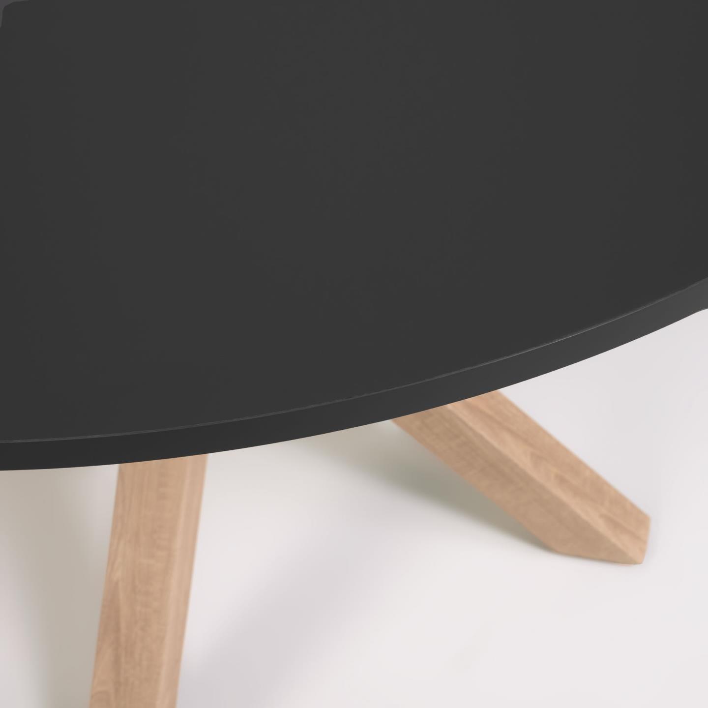 Stół okrągły ARGO czarny z drewnianą podstawą La Forma Eye on Design