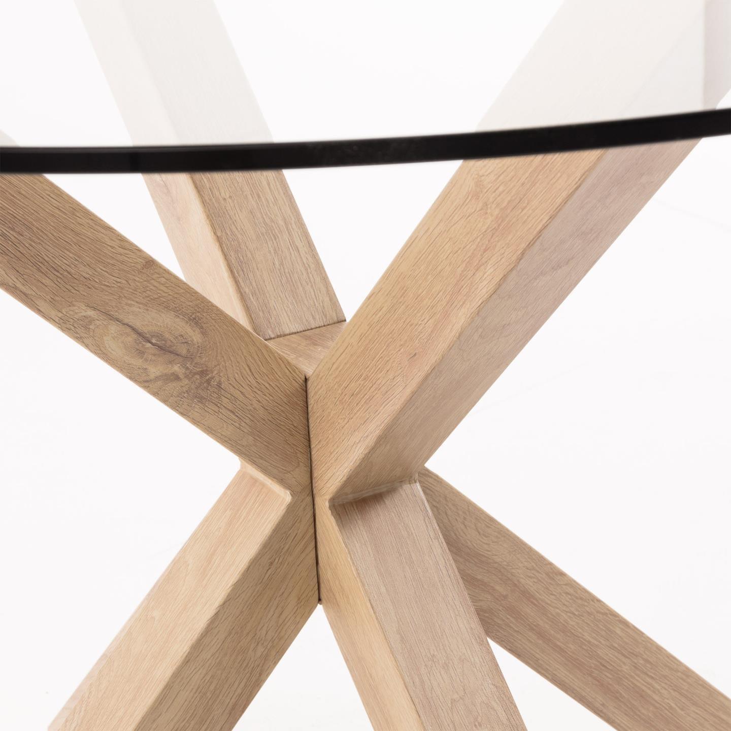 Stół okrągły ARGO szklany z drewnianą podstawą La Forma Eye on Design