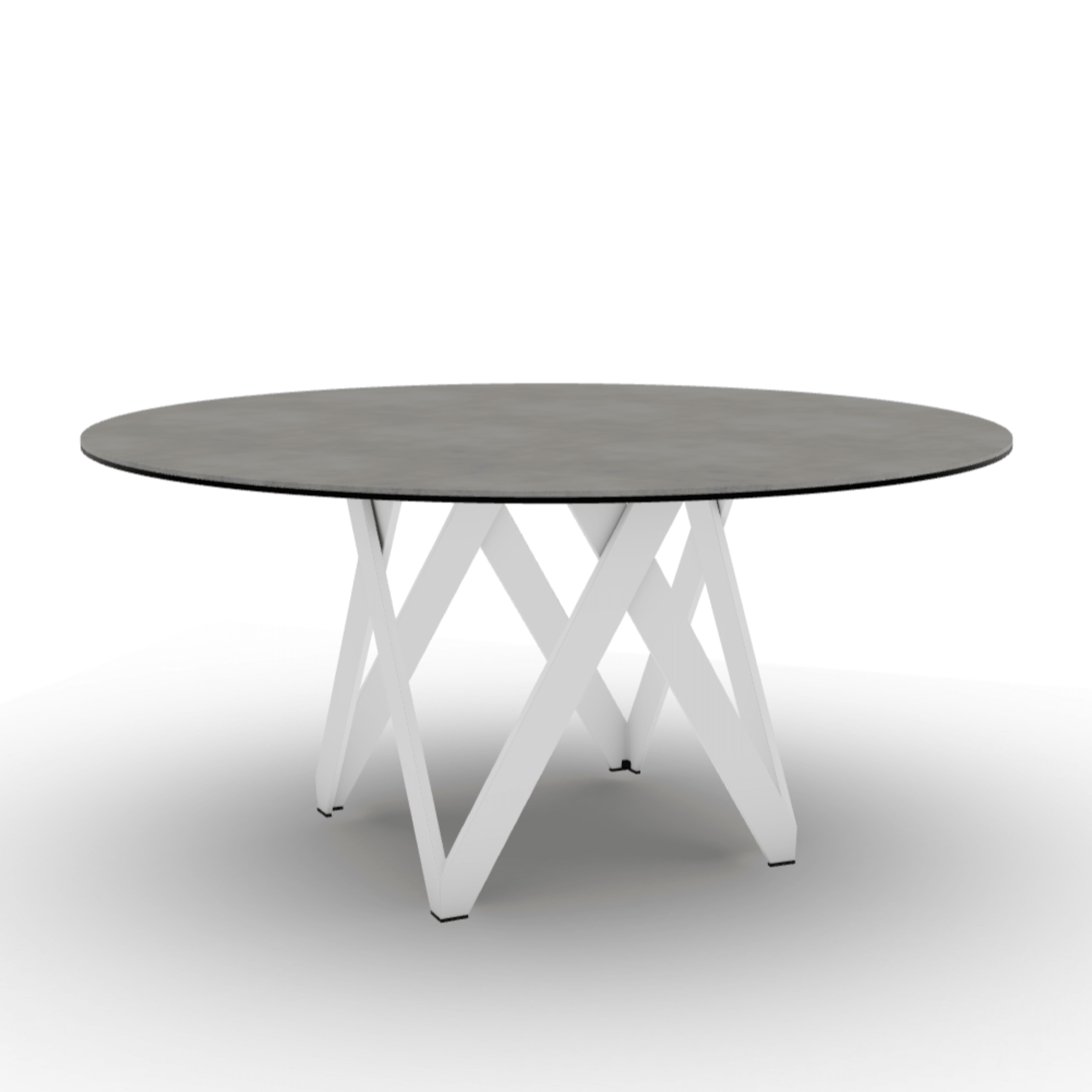 Stół okrągły CARTESIO jasnoszara ceramika Calligaris 160 cm biały matowy metal Eye on Design