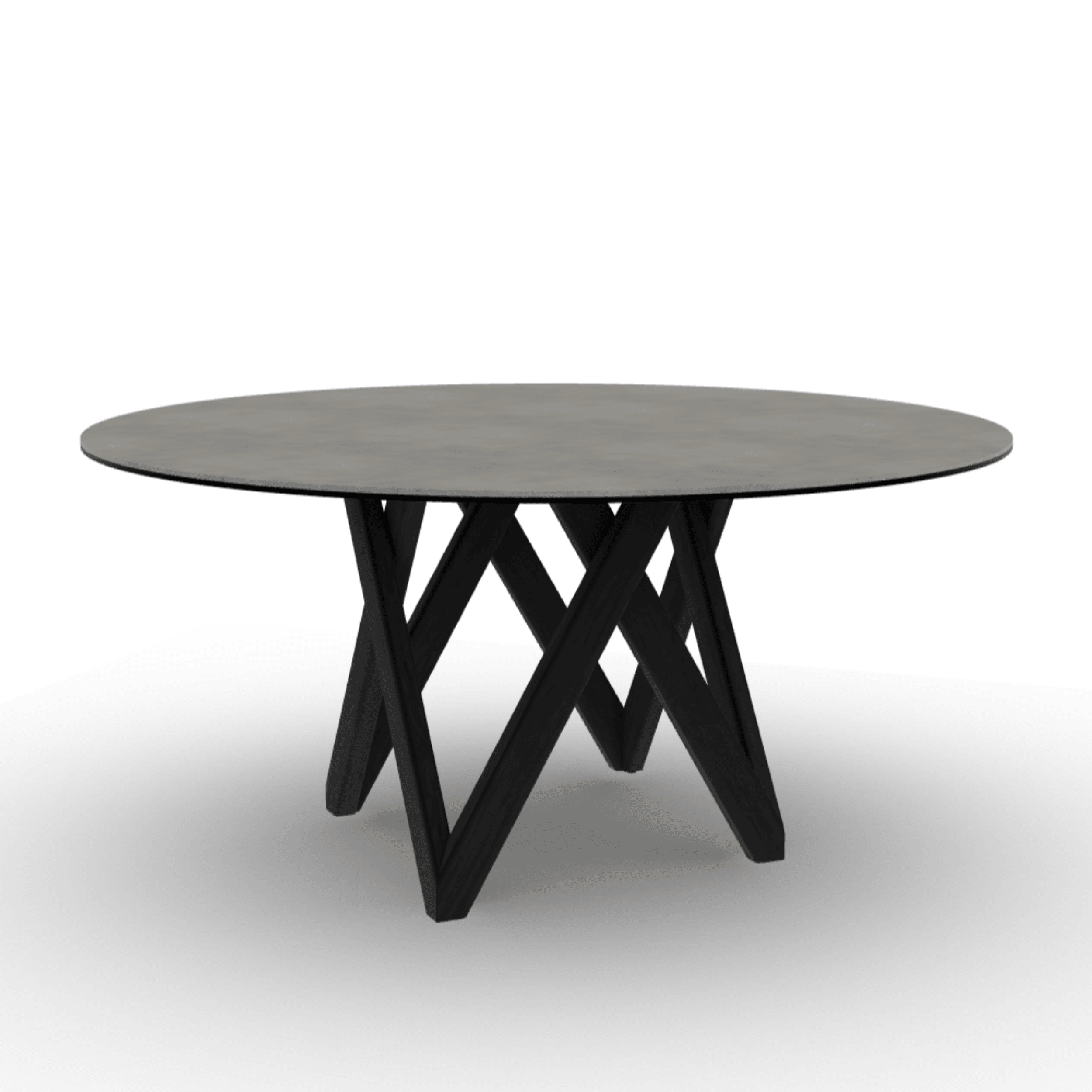 Stół okrągły CARTESIO jasnoszara ceramika Calligaris 160 cm czarne matowe drewno Eye on Design