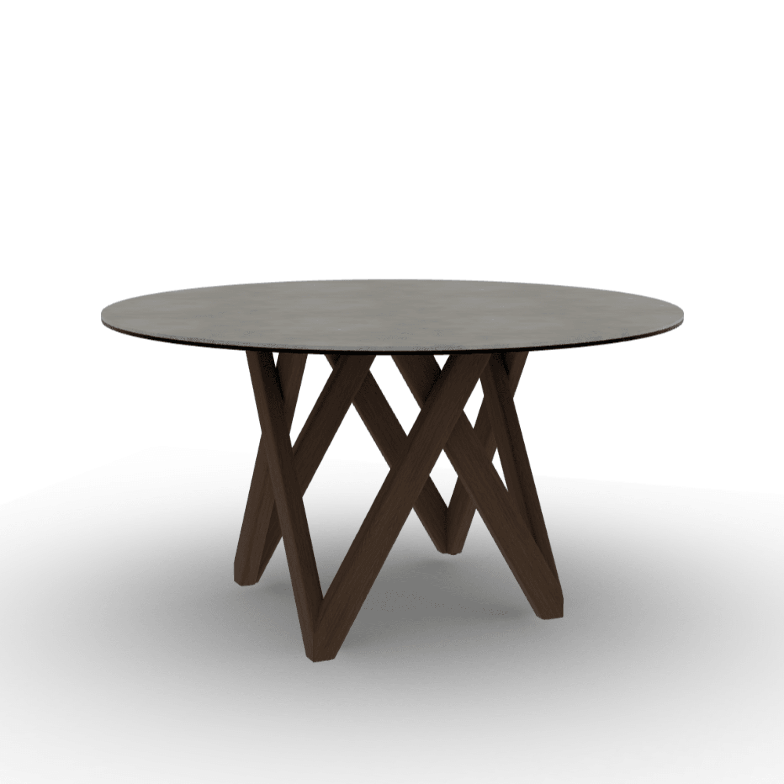 Stół okrągły CARTESIO jasnoszara ceramika Calligaris 140 cm ciemnobrązowe drewno Eye on Design