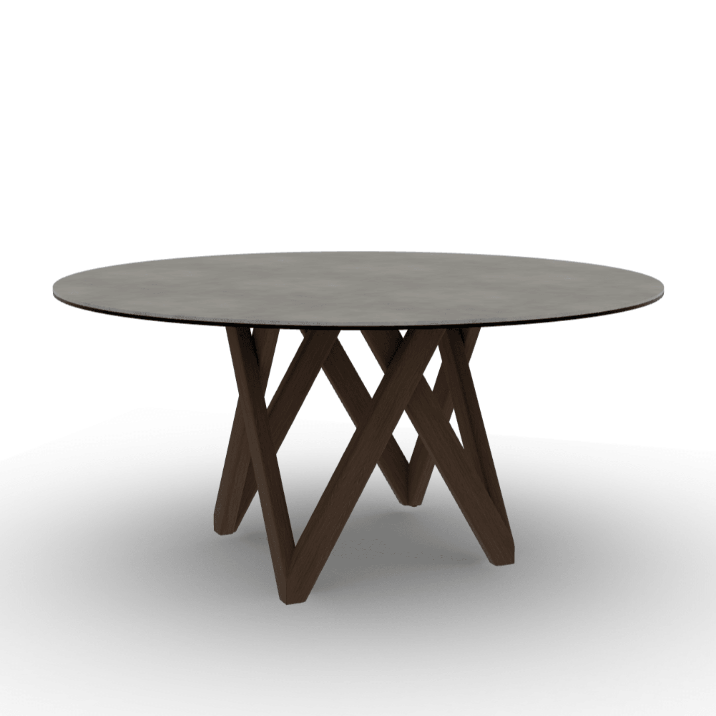 Stół okrągły CARTESIO jasnoszara ceramika Calligaris 160 cm ciemnobrązowe drewno Eye on Design