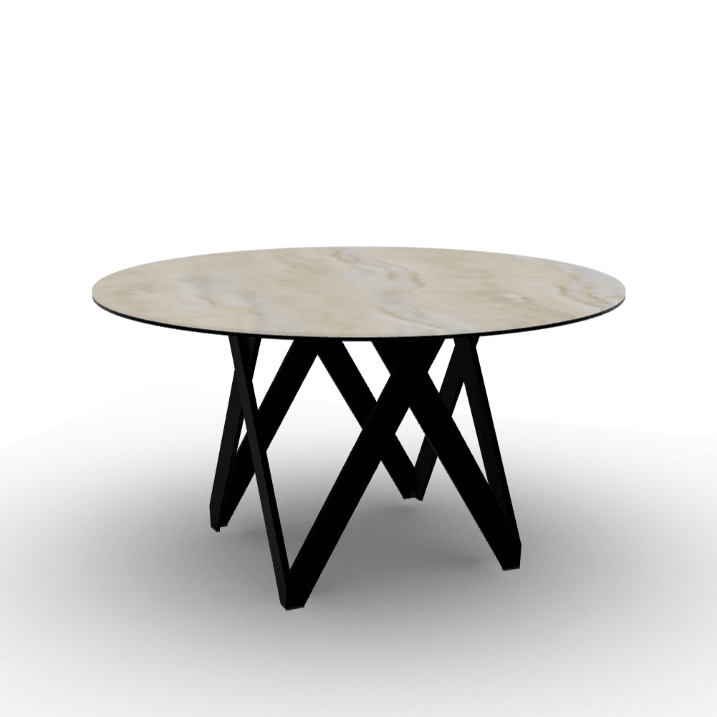 Stół okrągły CARTESIO piaskowy marmur Calligaris 140 cm czarny matowy metal Eye on Design