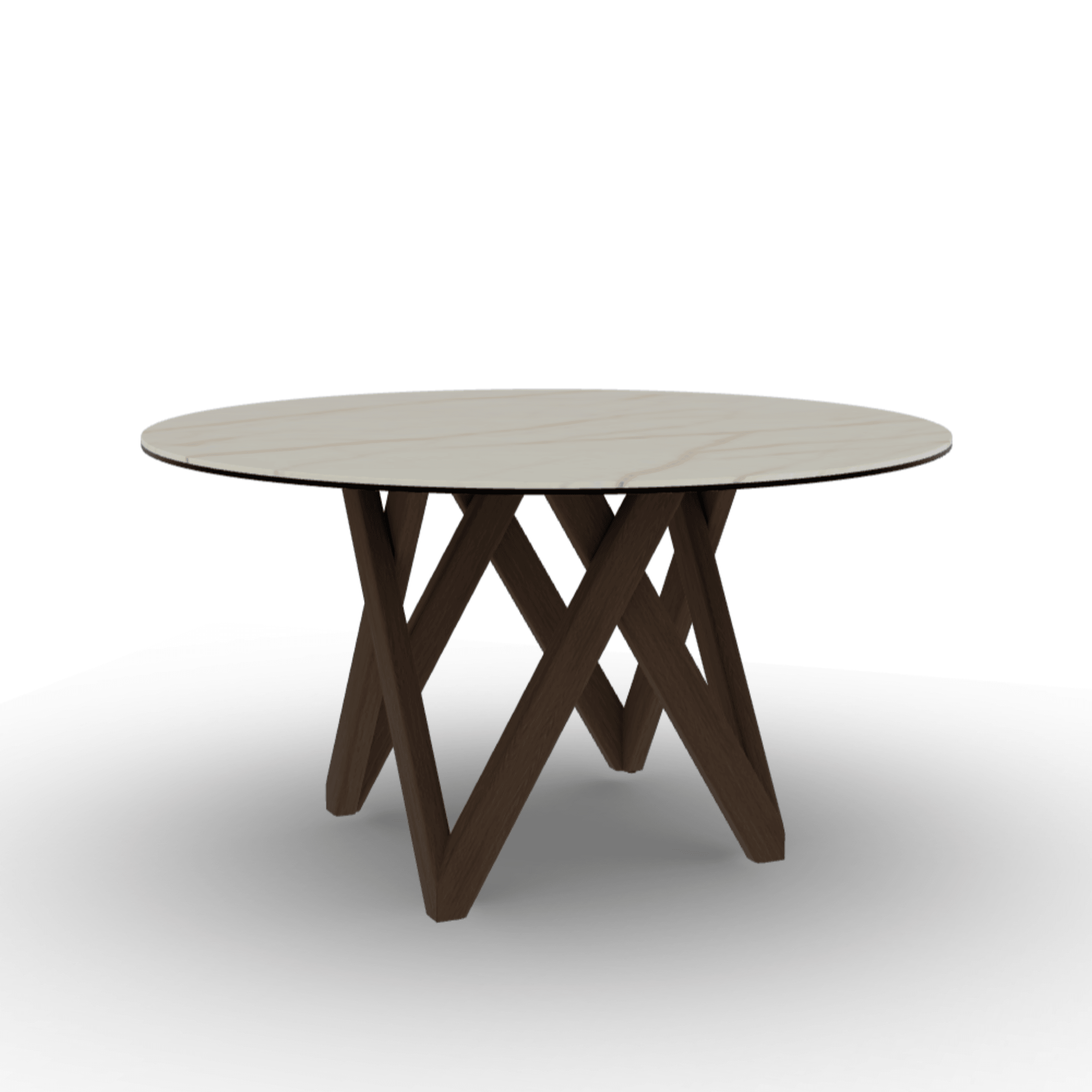 Stół okrągły CARTESIO złoty marmur Calligaris 140 cm ciemnobrązowe drewno Eye on Design