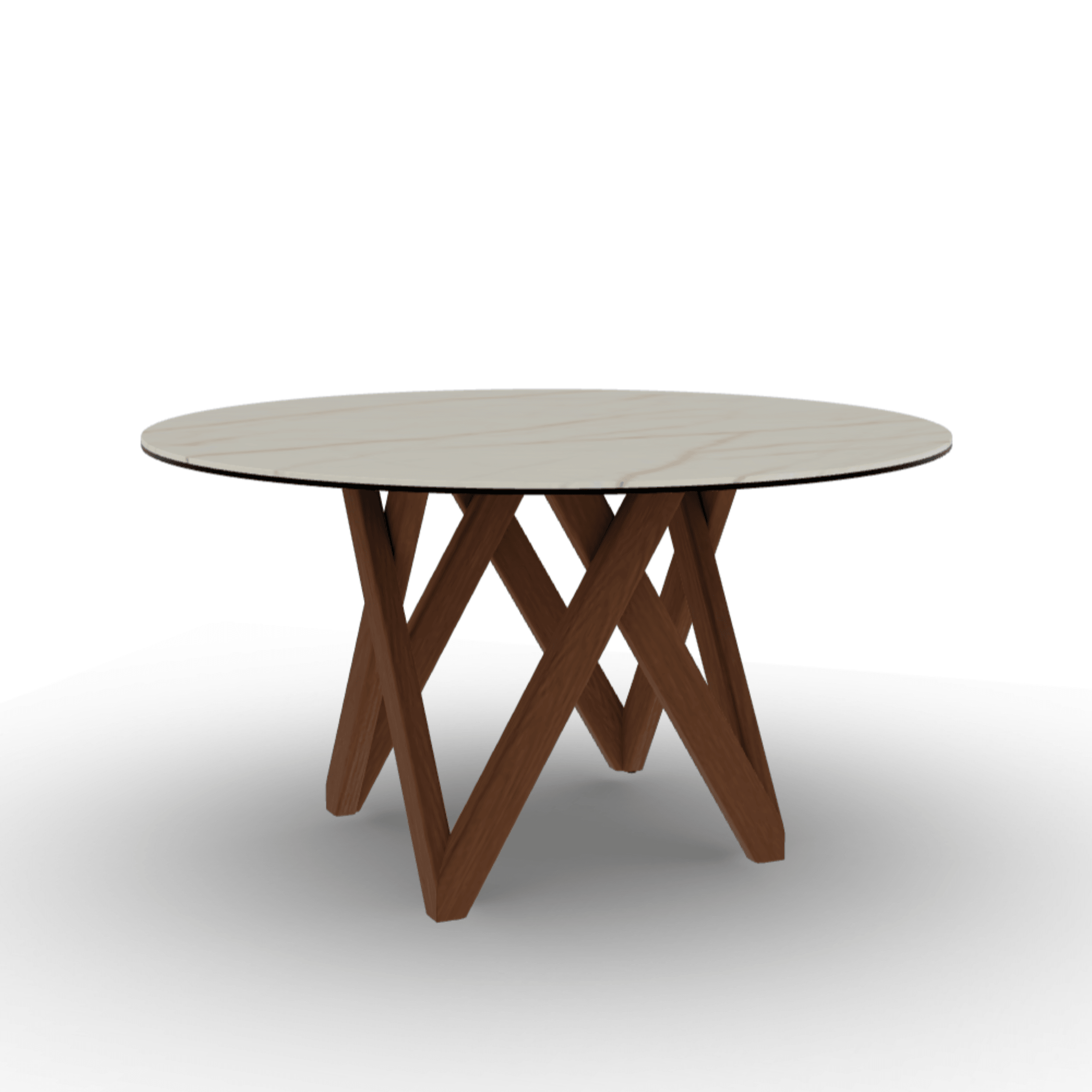 Stół okrągły CARTESIO złoty marmur Calligaris 140 cm orzechowe drewno Eye on Design