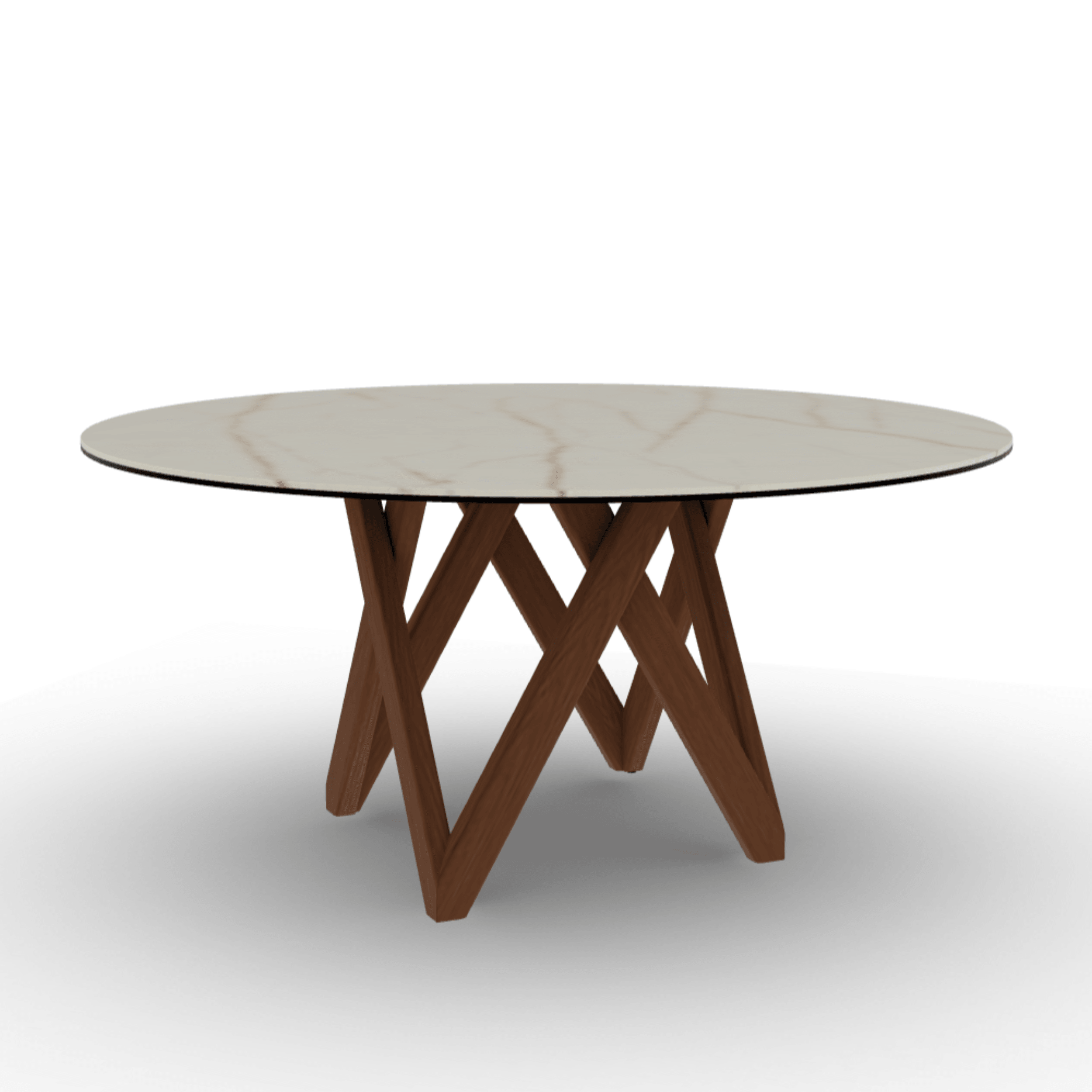 Stół okrągły CARTESIO złoty marmur Calligaris 160 cm orzechowe drewno Eye on Design