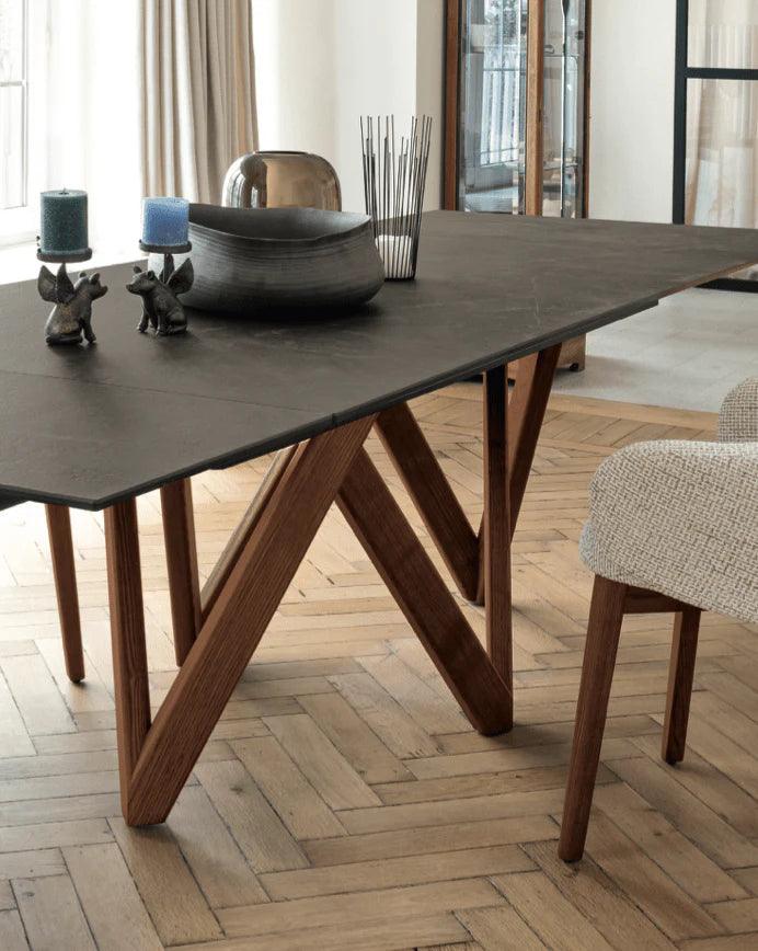 Stół prostokątny CARTESIO biały marmur z drewnianą podstawą Calligaris Eye on Design
