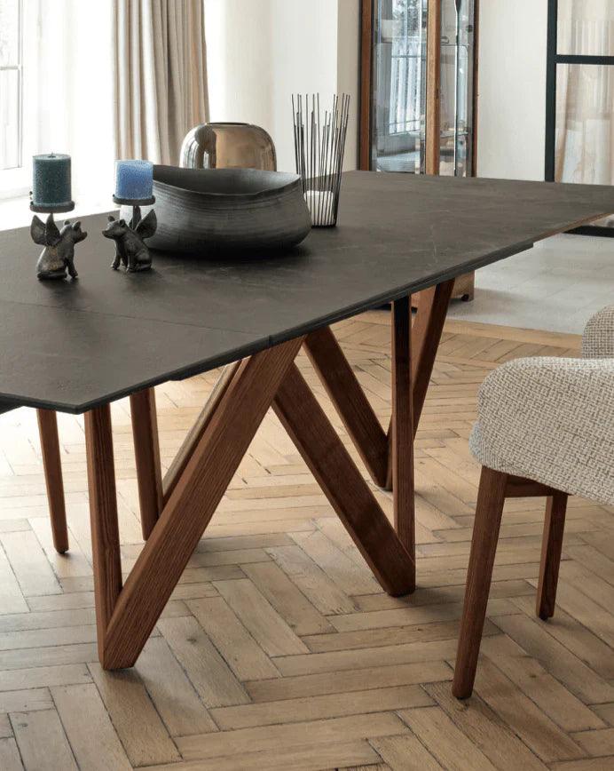 Stół prostokątny CARTESIO kremowy marmur z drewnianą podstawą Calligaris Eye on Design