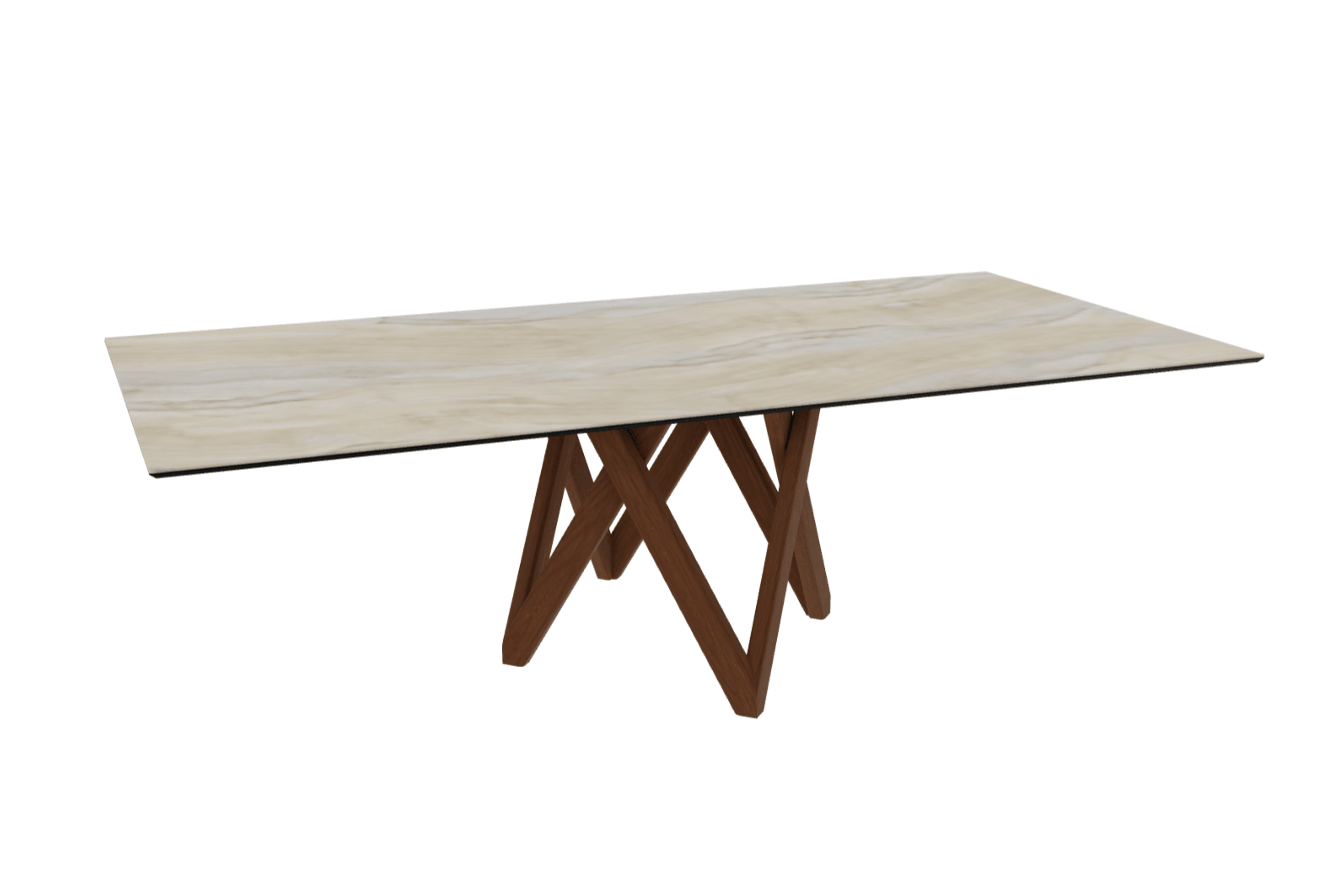 Stół prostokątny CARTESIO piaskowy marmur z drewnianą podstawą Calligaris 250 cm orzechowy Eye on Design