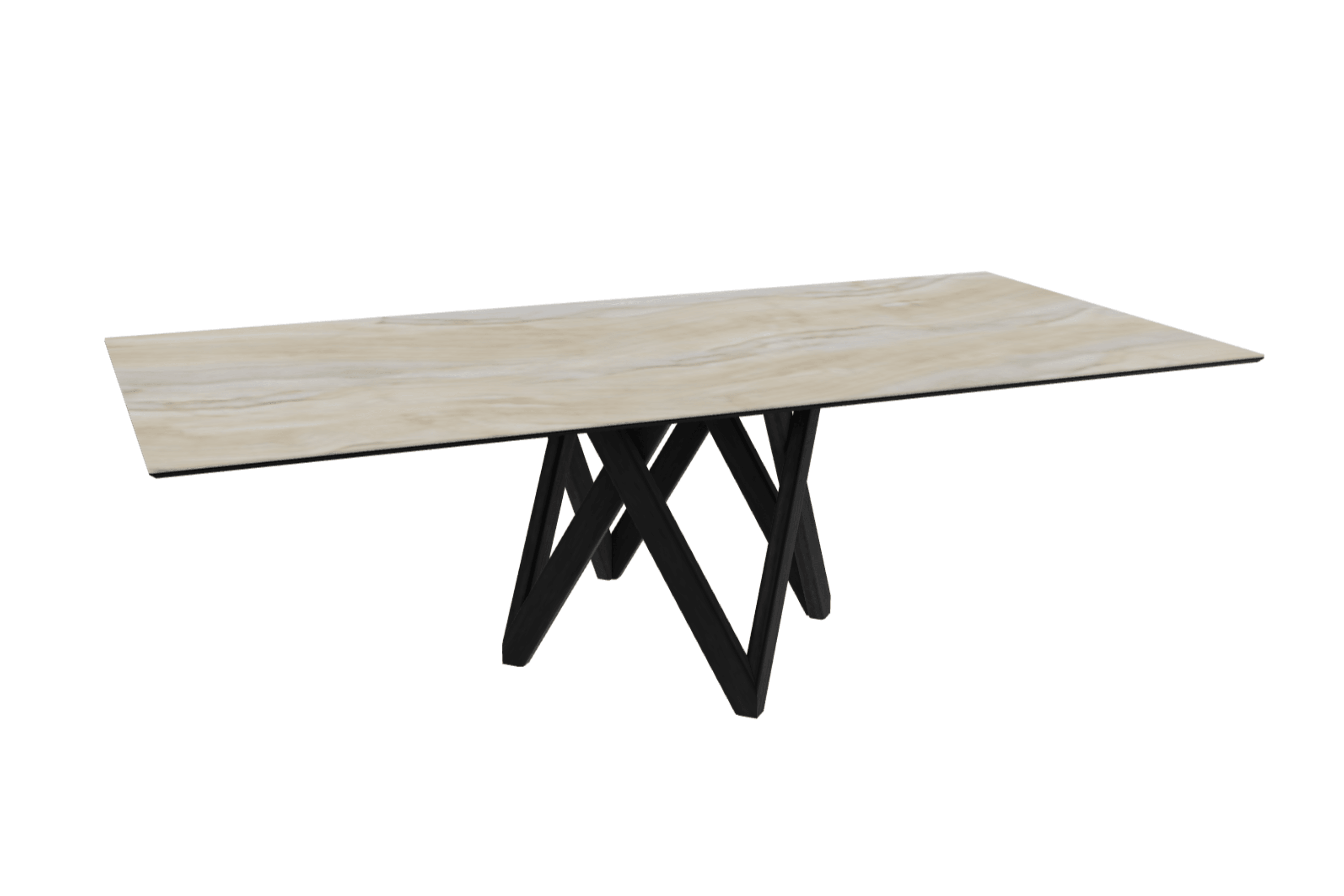 Stół prostokątny CARTESIO piaskowy marmur z drewnianą podstawą Calligaris 250 cm matowa czerń Eye on Design