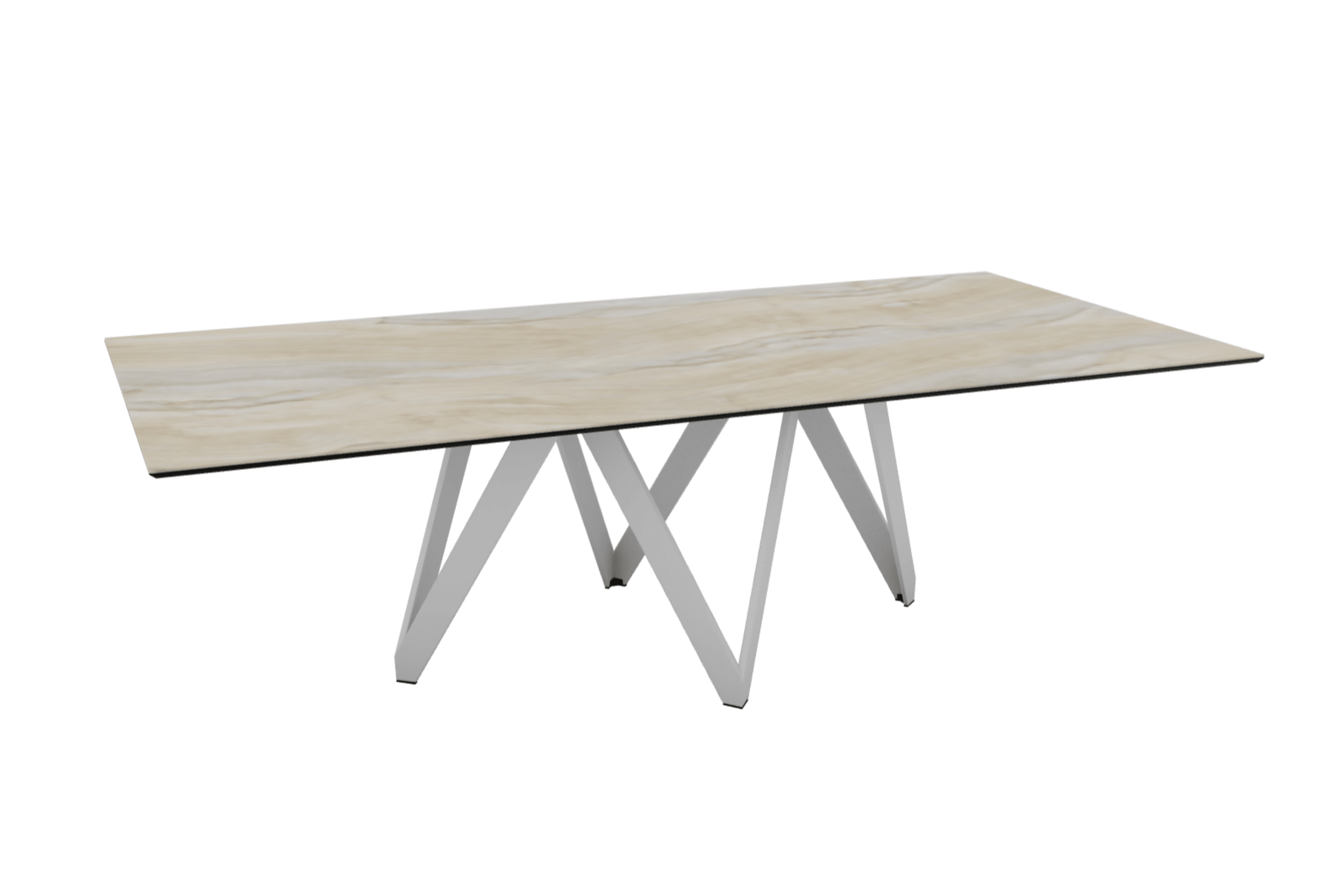 Stół prostokątny CARTESIO piaskowy marmur z metalową podstawą Calligaris 250 cm matowa biel Eye on Design