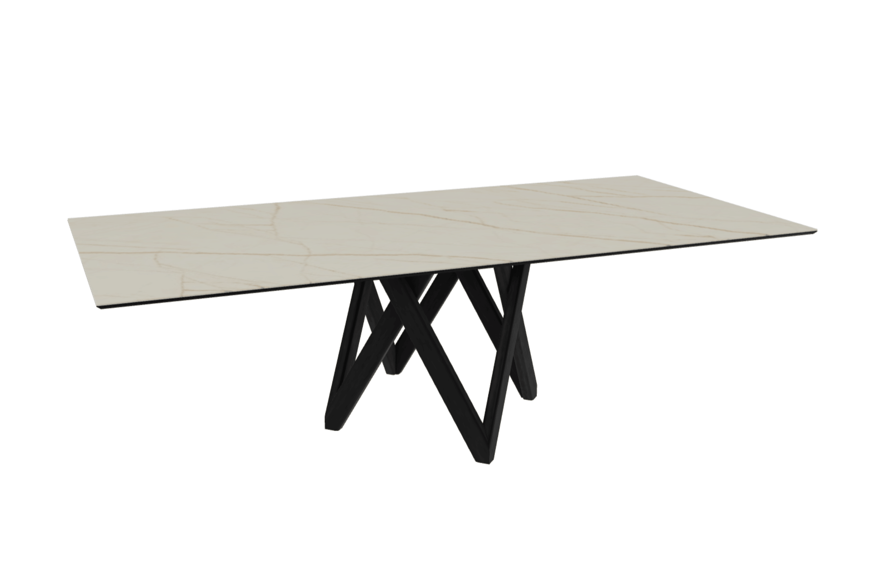 Stół prostokątny CARTESIO złoty marmur z drewnianą podstawą Calligaris 250 cm matowa czerń Eye on Design