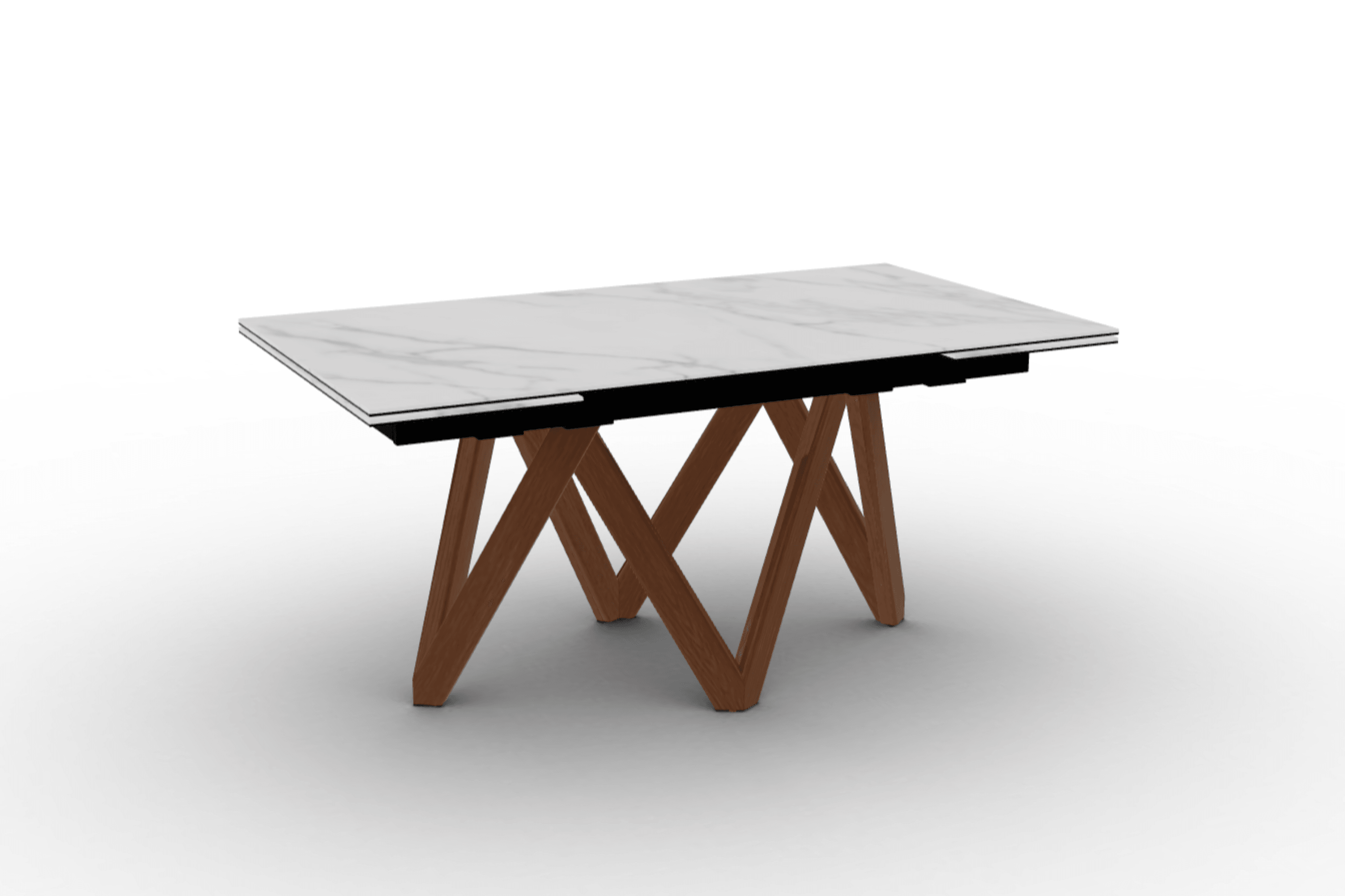 Stół prostokątny rozkładany CARTESIO kremowy marmur Calligaris 160 cm orzechowe drewno Eye on Design