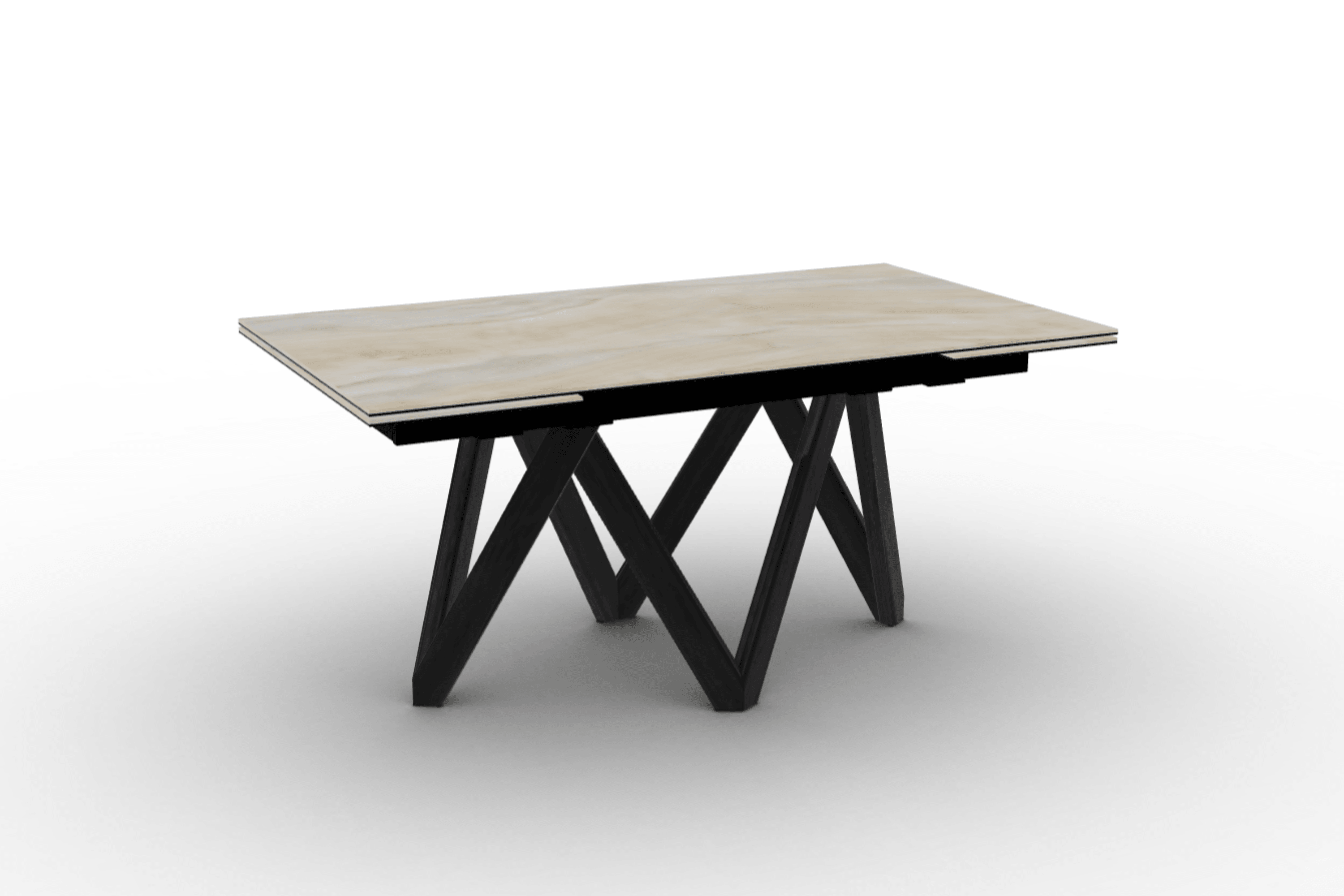 Stół prostokątny rozkładany CARTESIO piaskowy marmur Calligaris 160 cm czarne matowe drewno Eye on Design