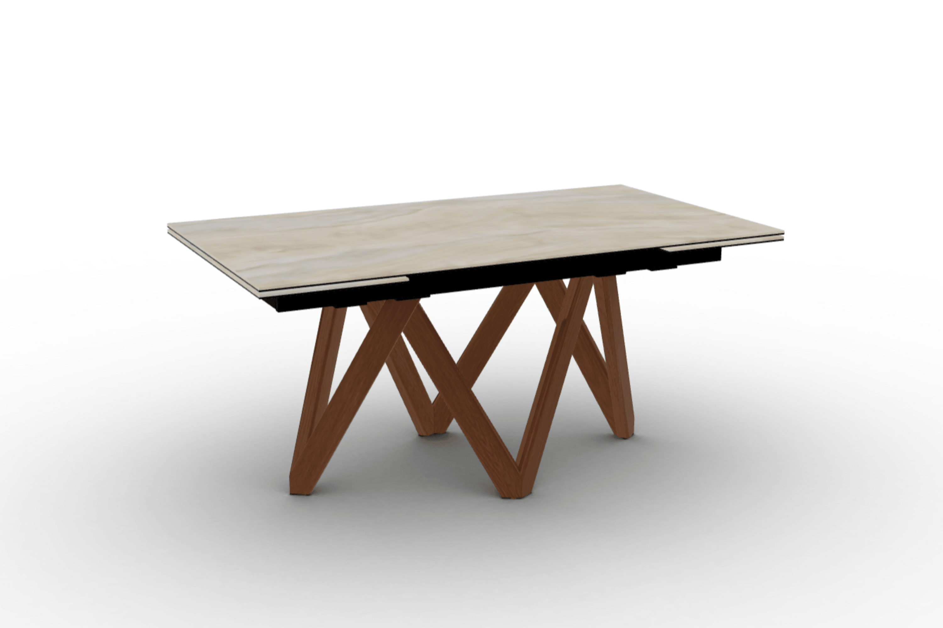 Stół prostokątny rozkładany CARTESIO piaskowy marmur Calligaris 160 cm orzechowe drewno Eye on Design