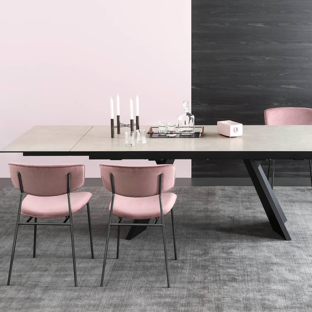Stół prostokątny rozkładany ICARO antracytowy marmur – drewno, Calligaris