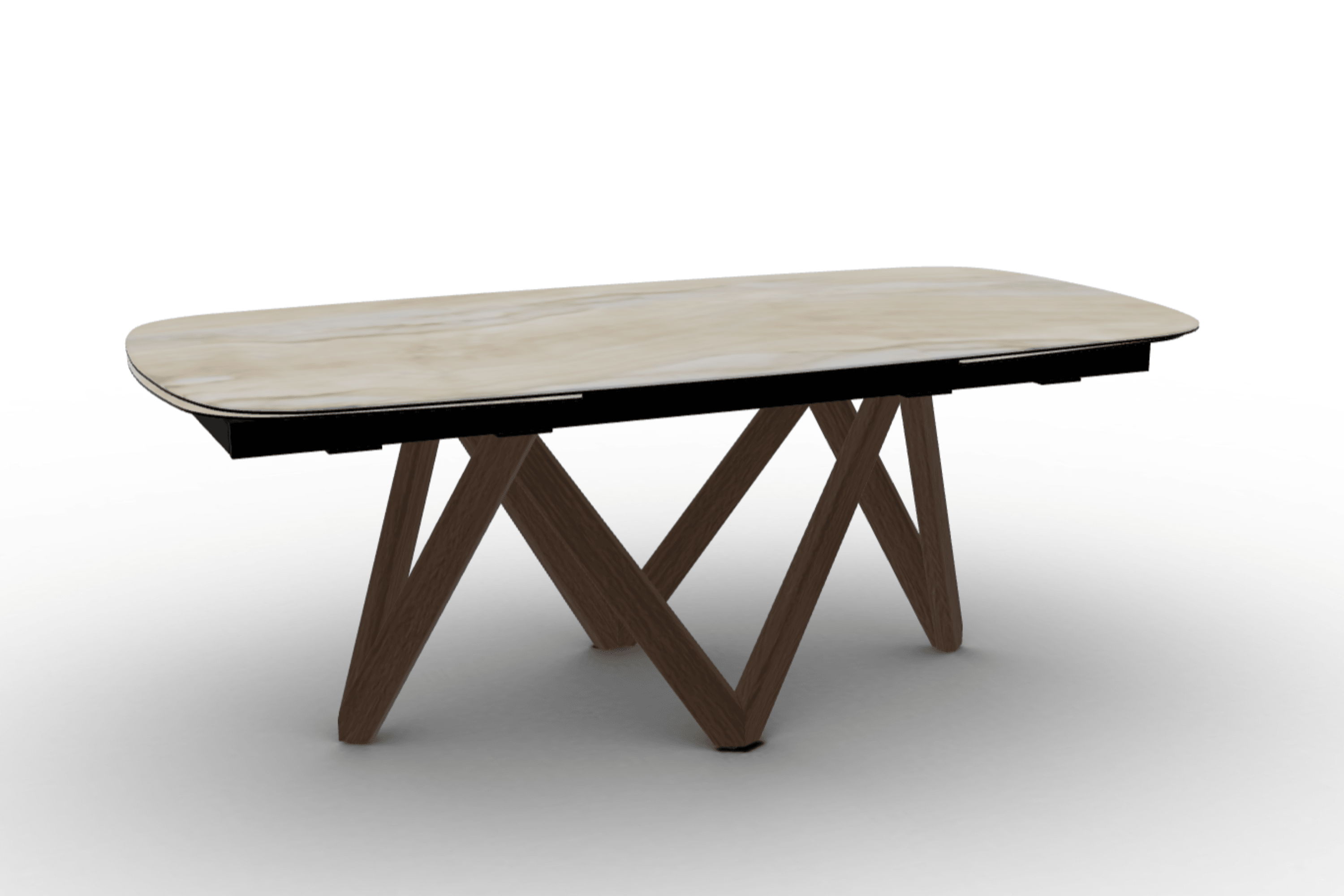 Stół rozkładany CARTESIO piaskowy marmur Calligaris 200 cm ciemnobrązowe drewno Eye on Design