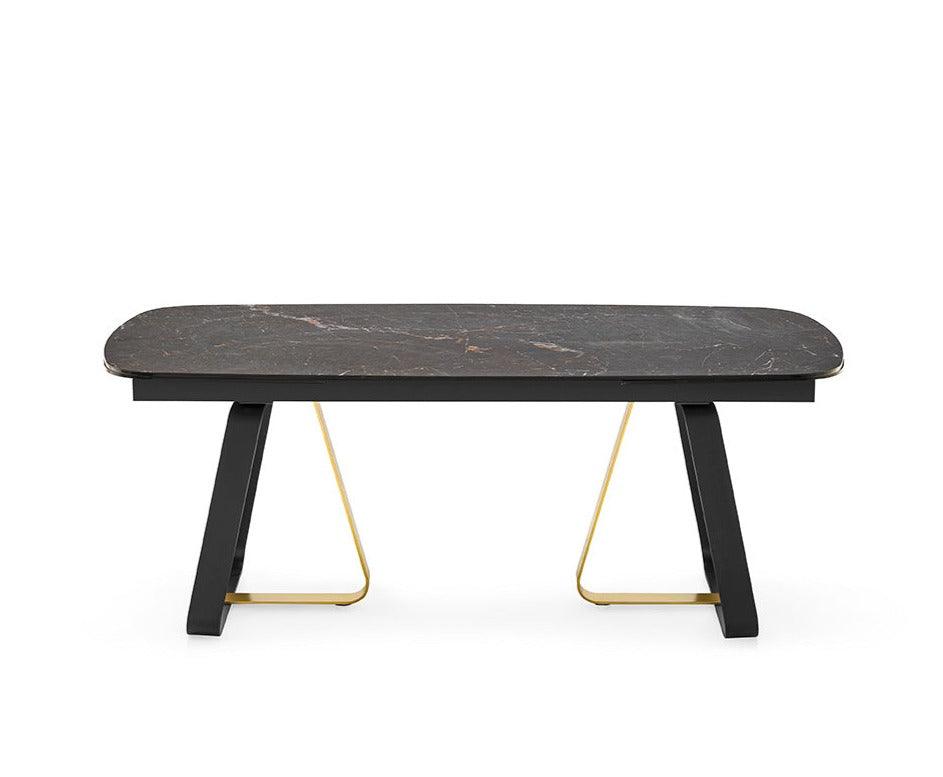 Stół rozkładany SUNSHINE czarny marmur Calligaris matowa czerń matowy mosiądz Eye on Design