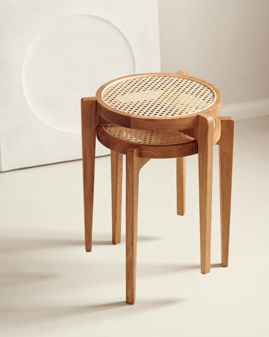 Stołek LE ROI dębowy z rattanem NORR11 Eye on Design