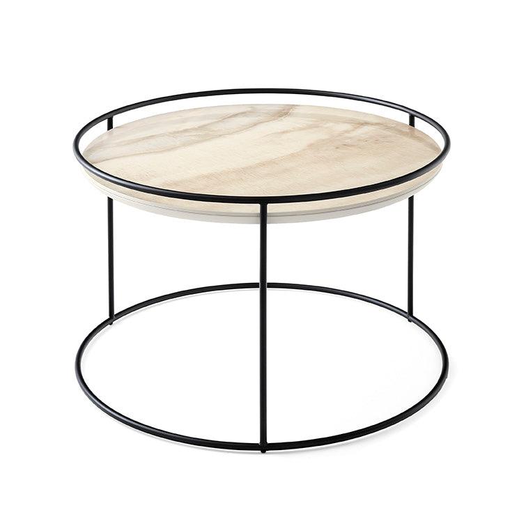 Stolik boczny ATOLLO czarna podstawa Calligaris 40 cm złoty ceramiczny marmur Eye on Design