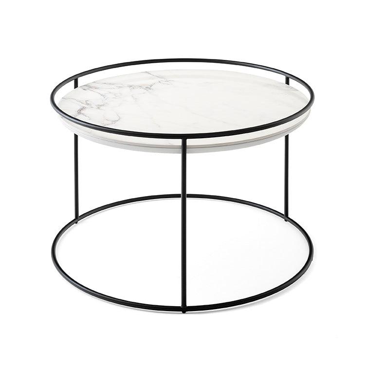 Stolik boczny ATOLLO czarna podstawa Calligaris 40 cm biały ceramiczny marmur Eye on Design