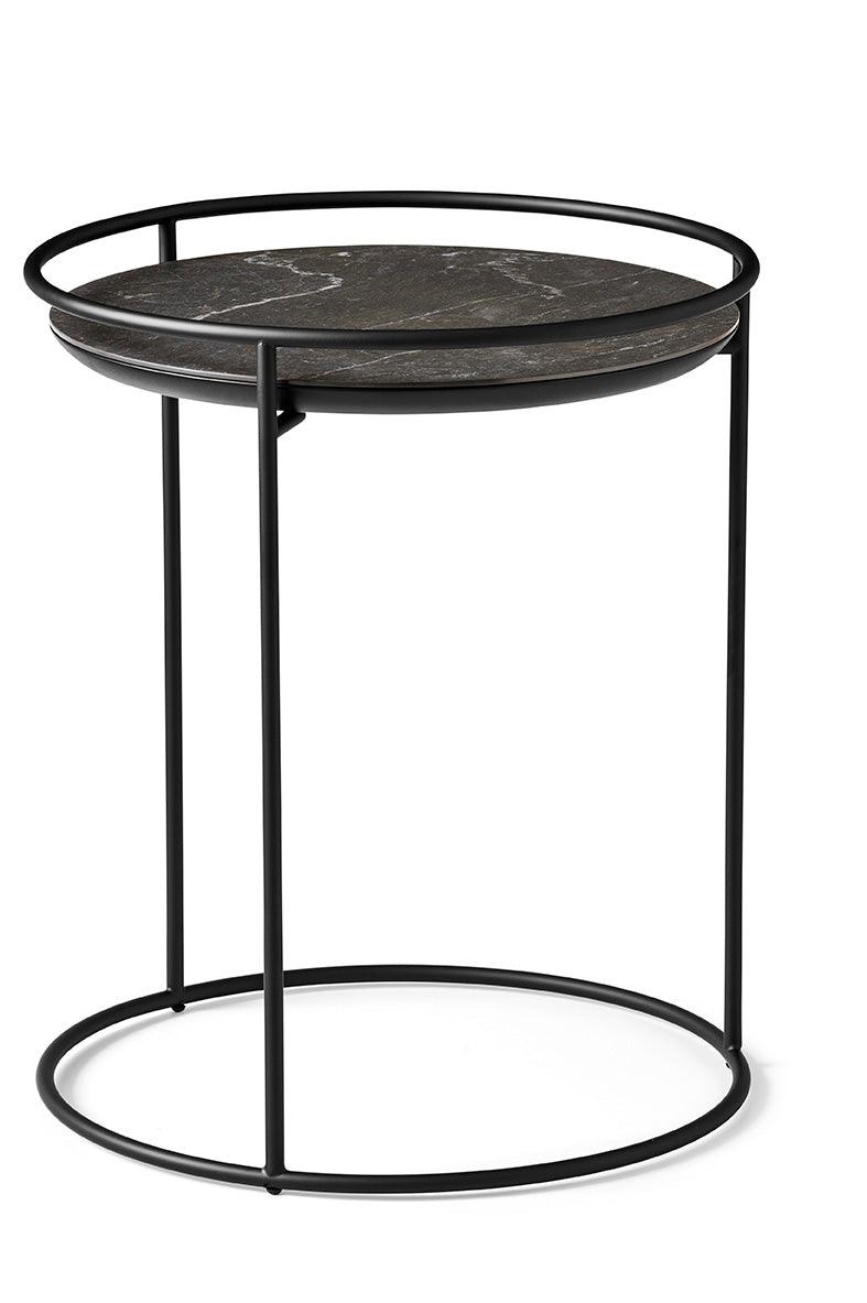 Stolik boczny ATOLLO czarna podstawa Calligaris 50 cm czarny ceramiczny marmur Eye on Design