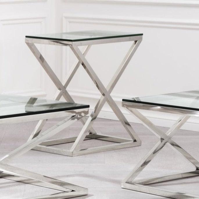 Stolik boczny CRISS CROSS srebrny Eichholtz Eye on Design