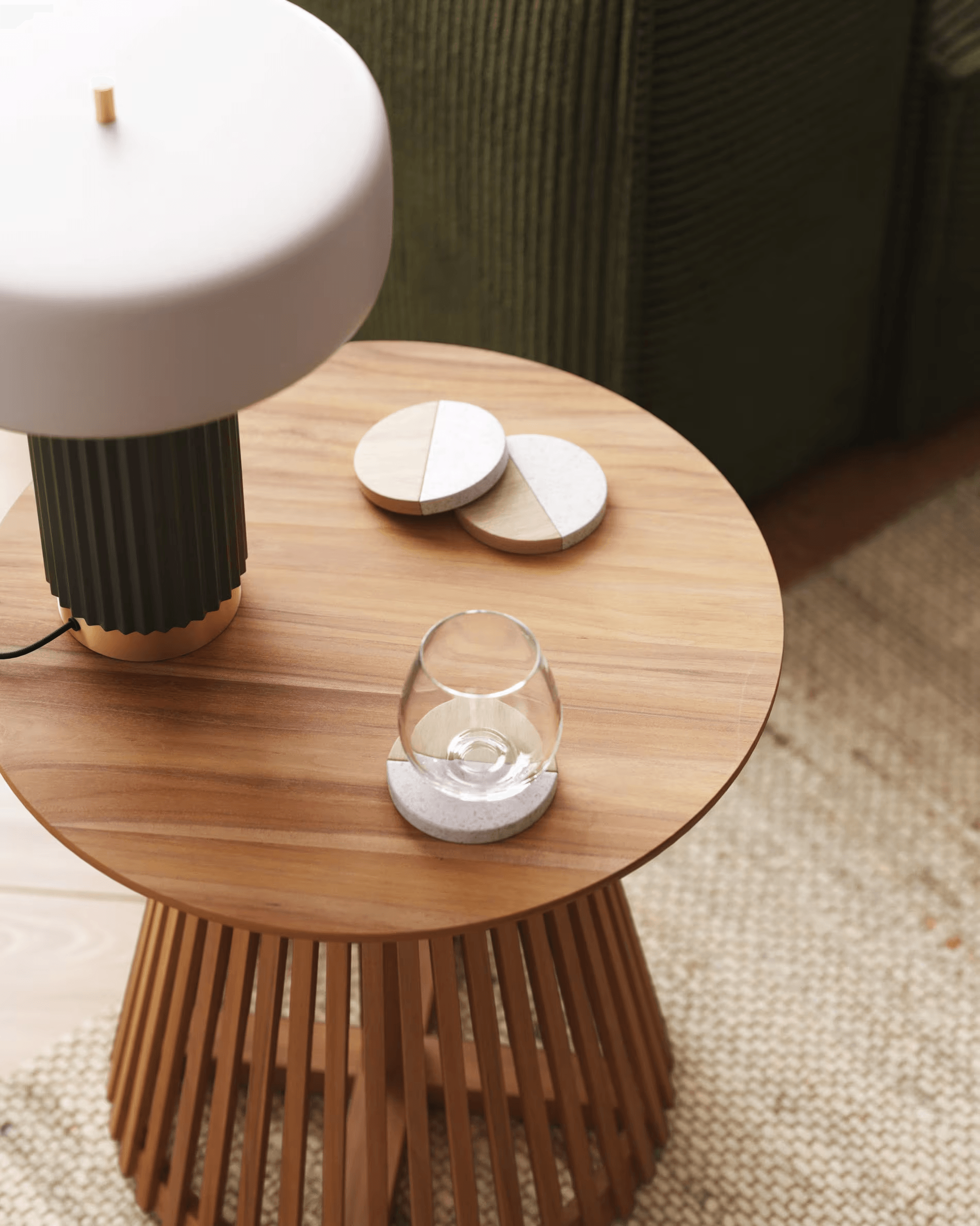 Stolik boczny JEANETTE lite drewno tekowe La Forma Eye on Design
