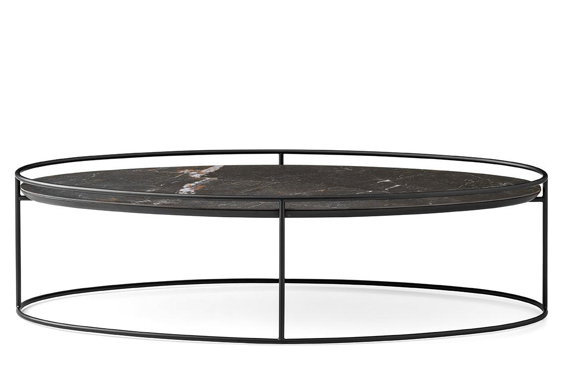 Stolik kawowy ATOLLO czarna podstawa Calligaris czarny ceramiczny marmur Eye on Design